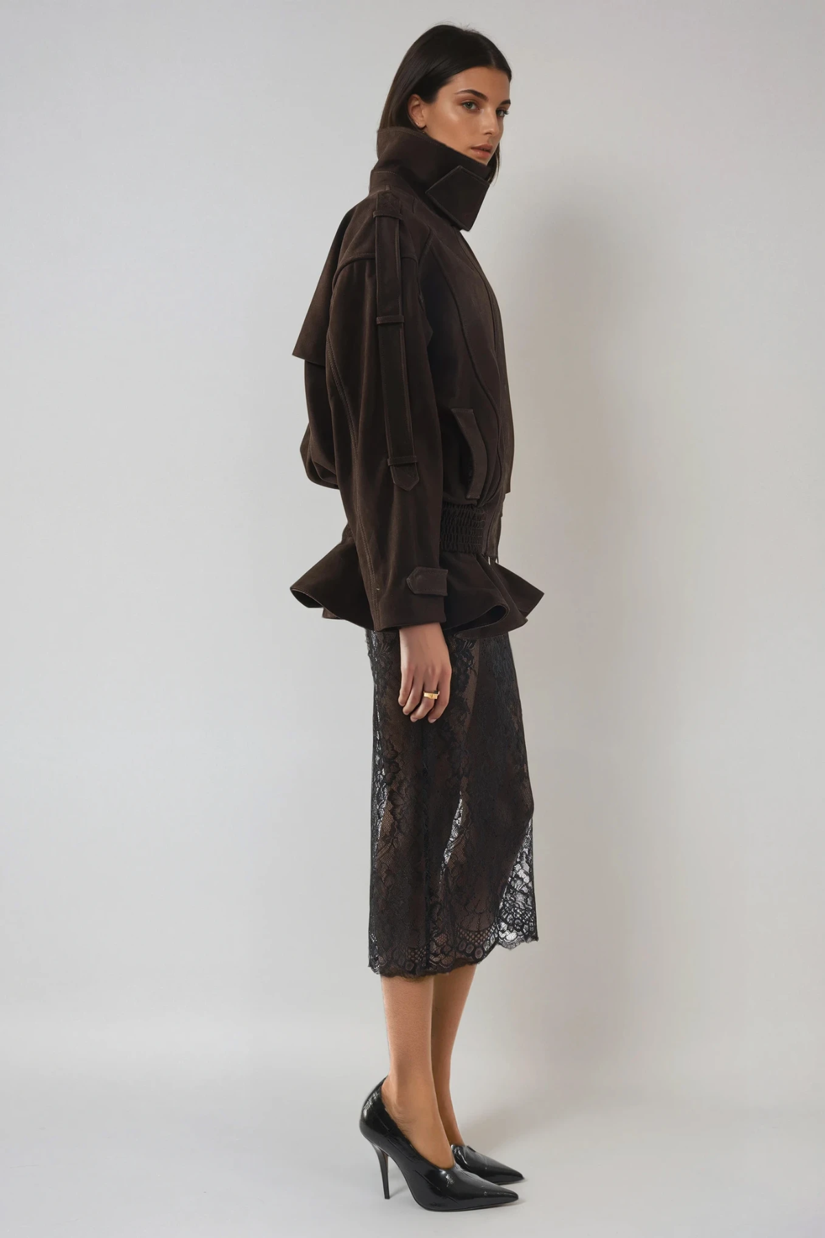 Diwata Funnel Neck Lace Skirt Set