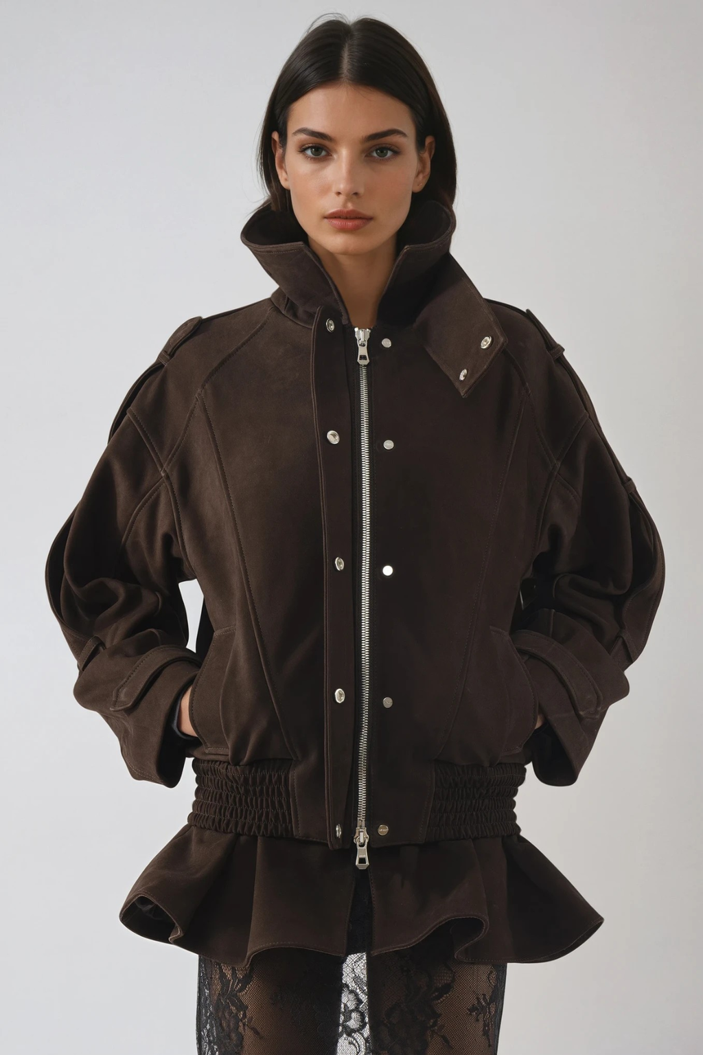 Diwata Funnel Neck Lace Skirt Set