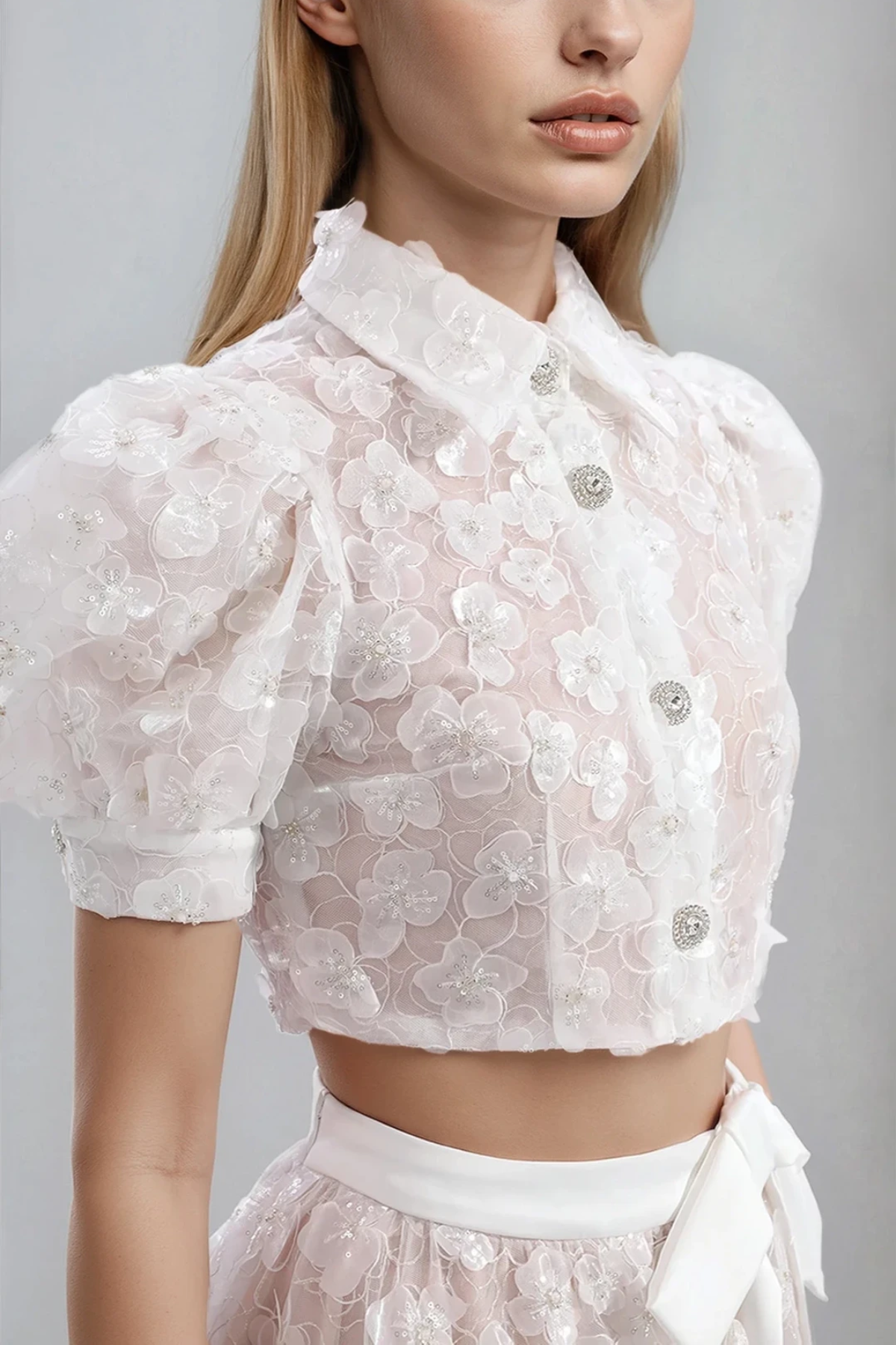 Djamila Sequin Flower Crop Skirt Set