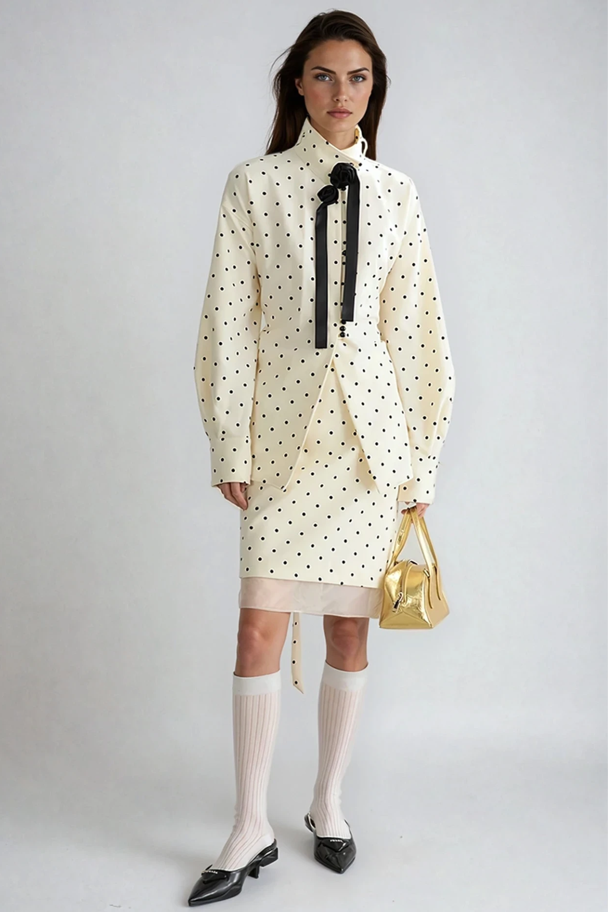 Djordje Dot Flower Skirt Set