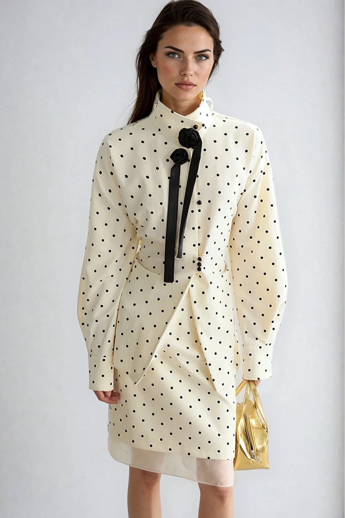 Djordje Dot Flower Skirt Set