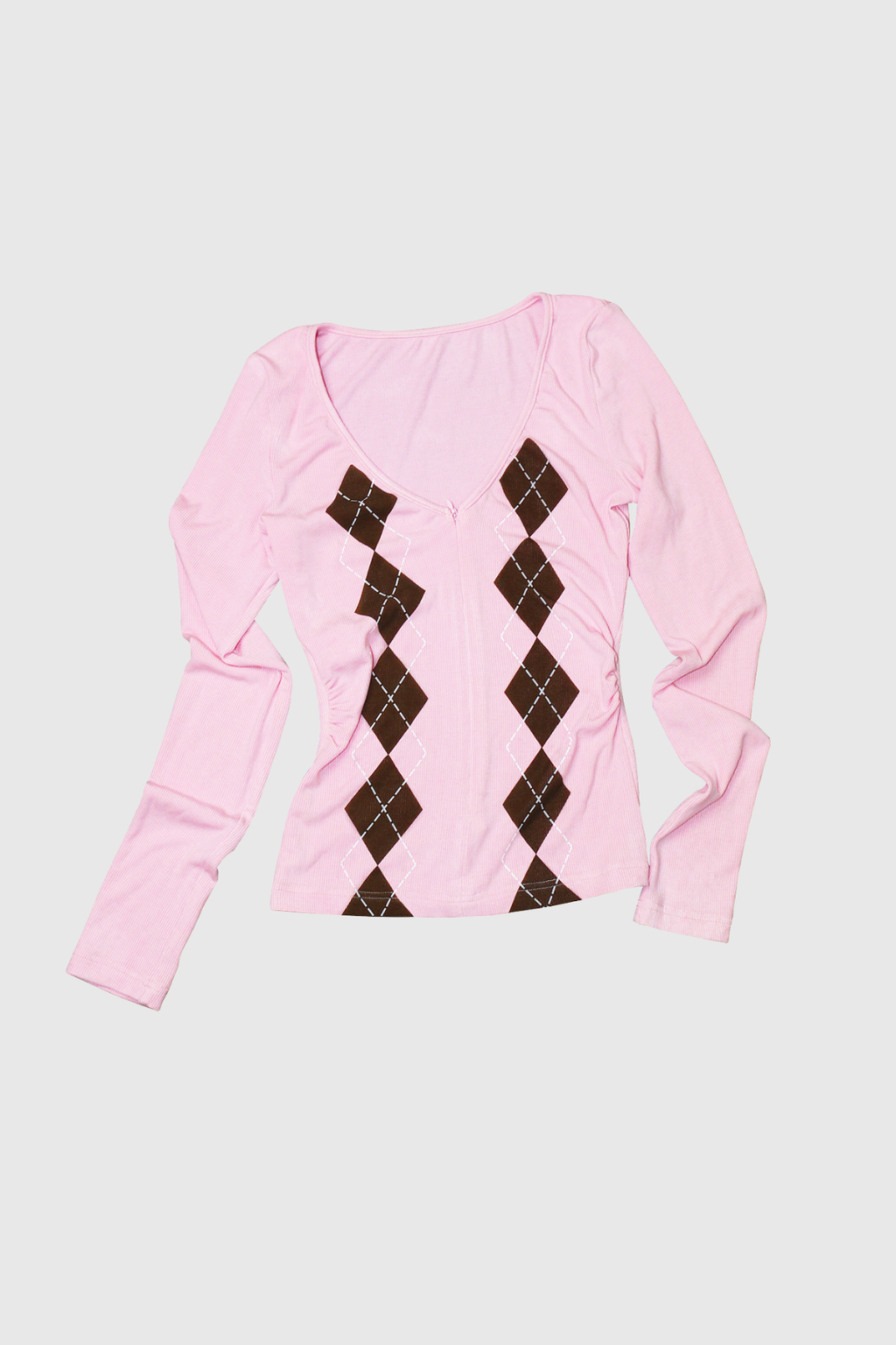 Wafaa Diamond Grid Long Sleeve Pants Set