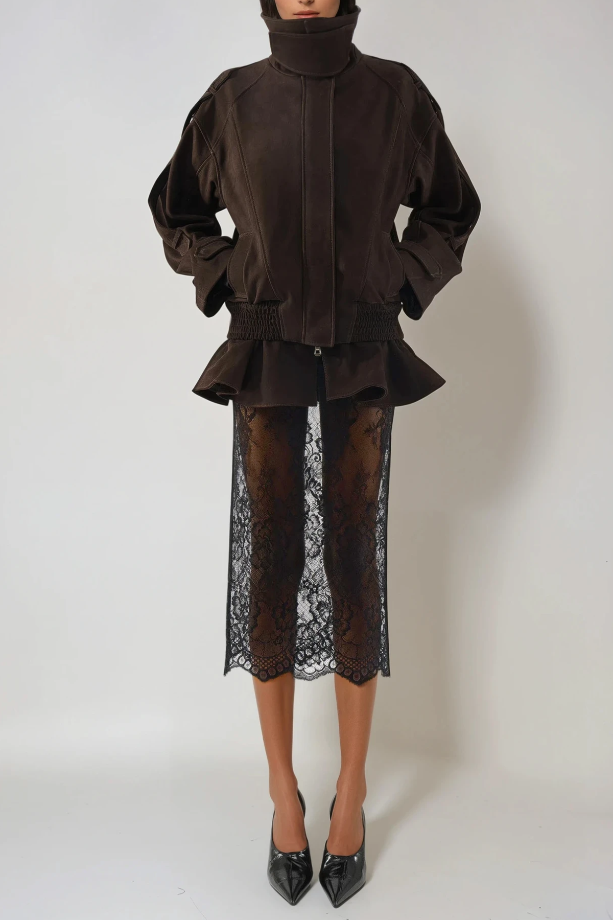 Diwata Funnel Neck Lace Skirt Set