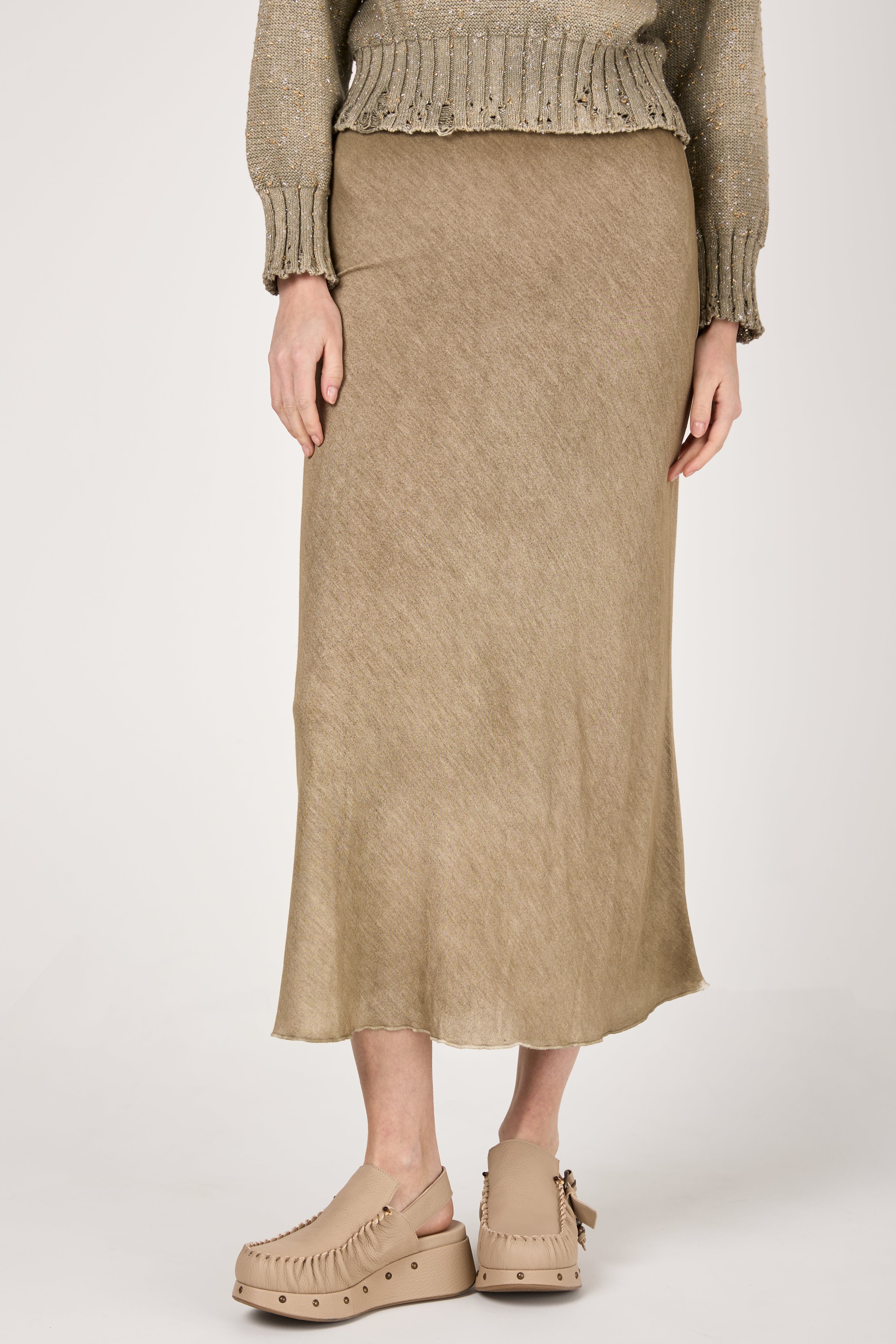 Hand Painted Midi Skirt in Mushroom