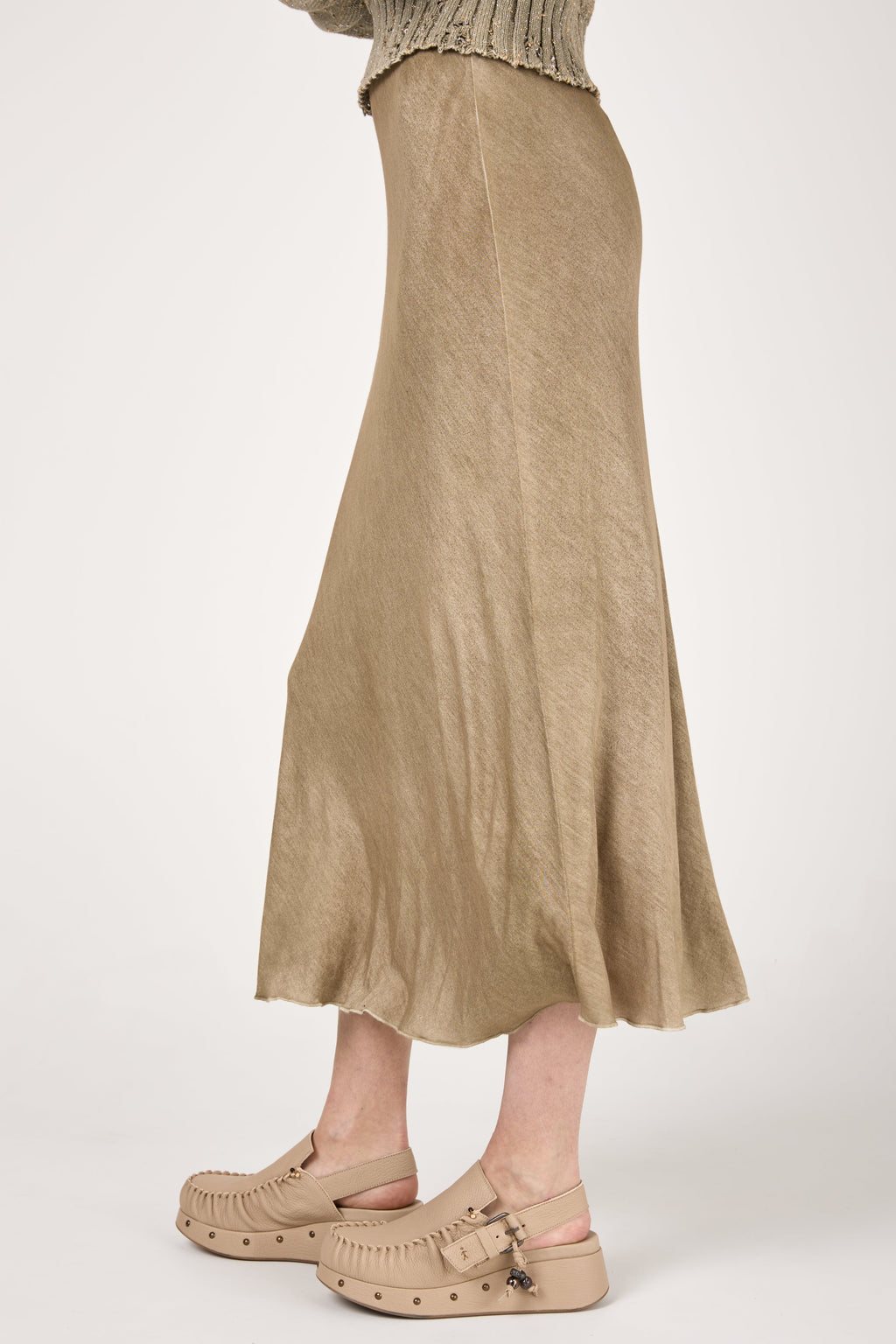 Hand Painted Midi Skirt in Mushroom