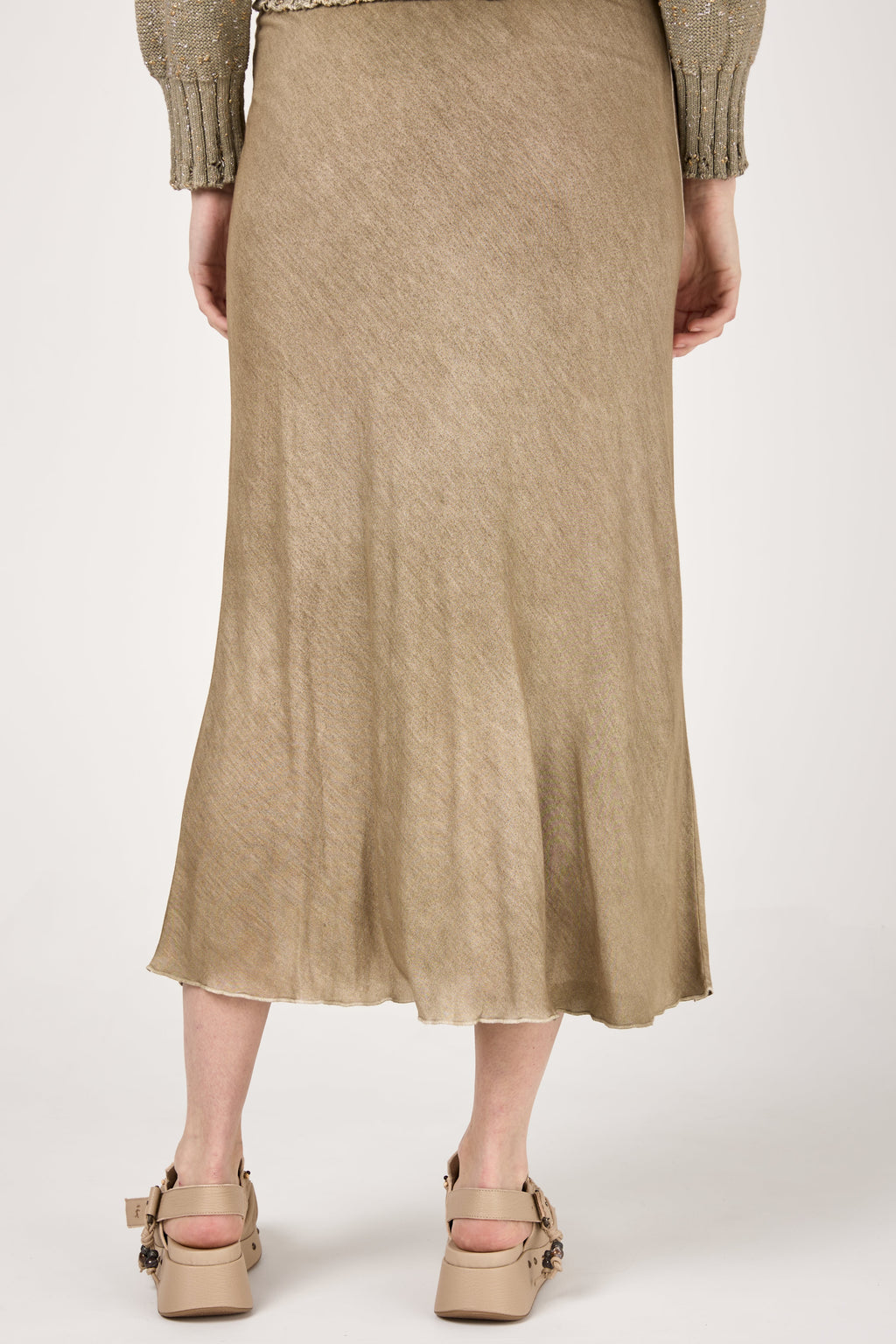 Hand Painted Midi Skirt in Mushroom