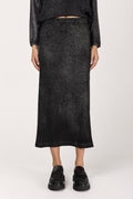 Star Dust Effect Ultralight Cashmere Skirt in Nero