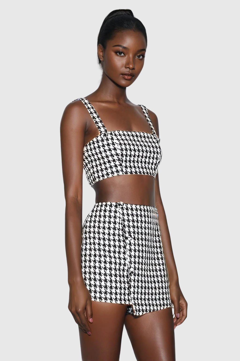 Anterus Houndstooth Skirt Set