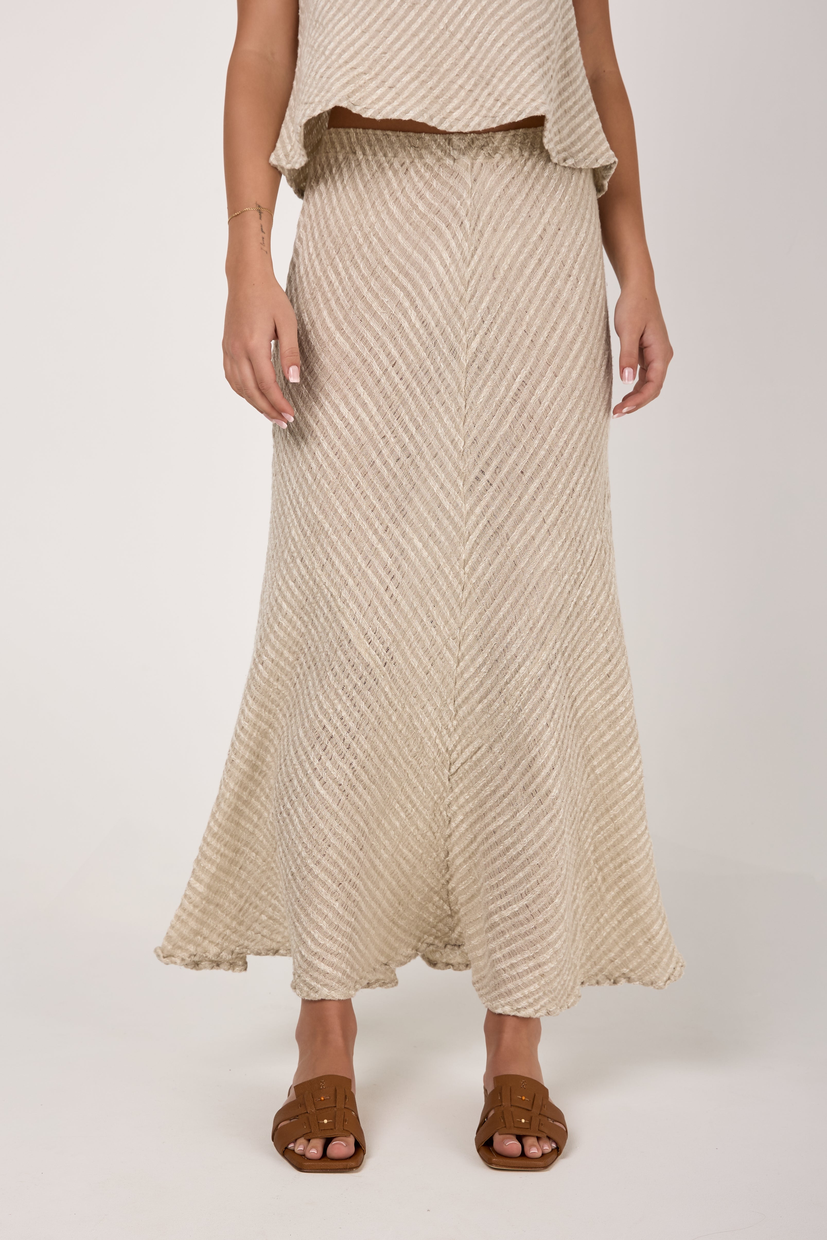 Gonna Mosè Garza Uffizi Linen Skirt in Naturale