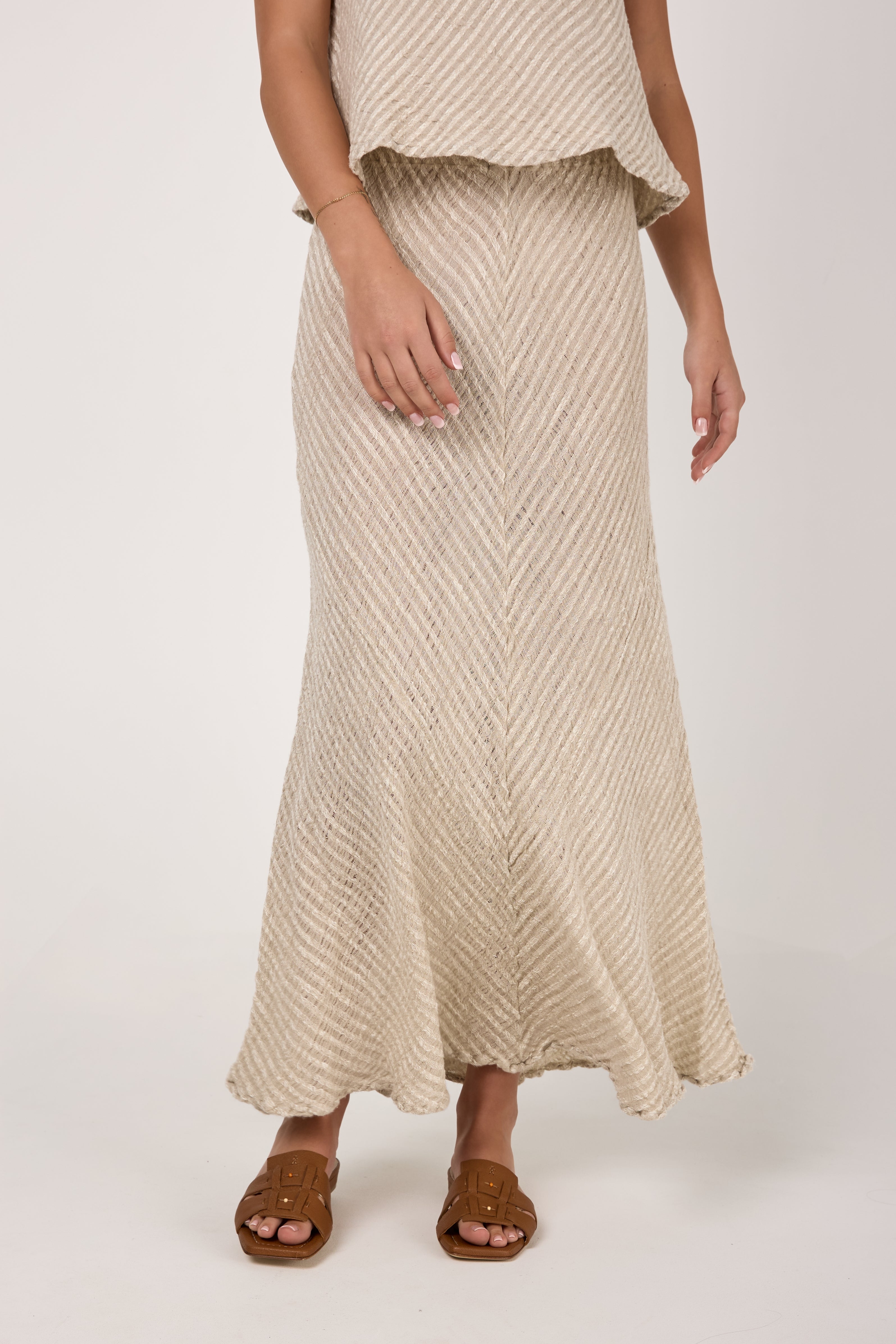 Gonna Mosè Garza Uffizi Linen Skirt in Naturale