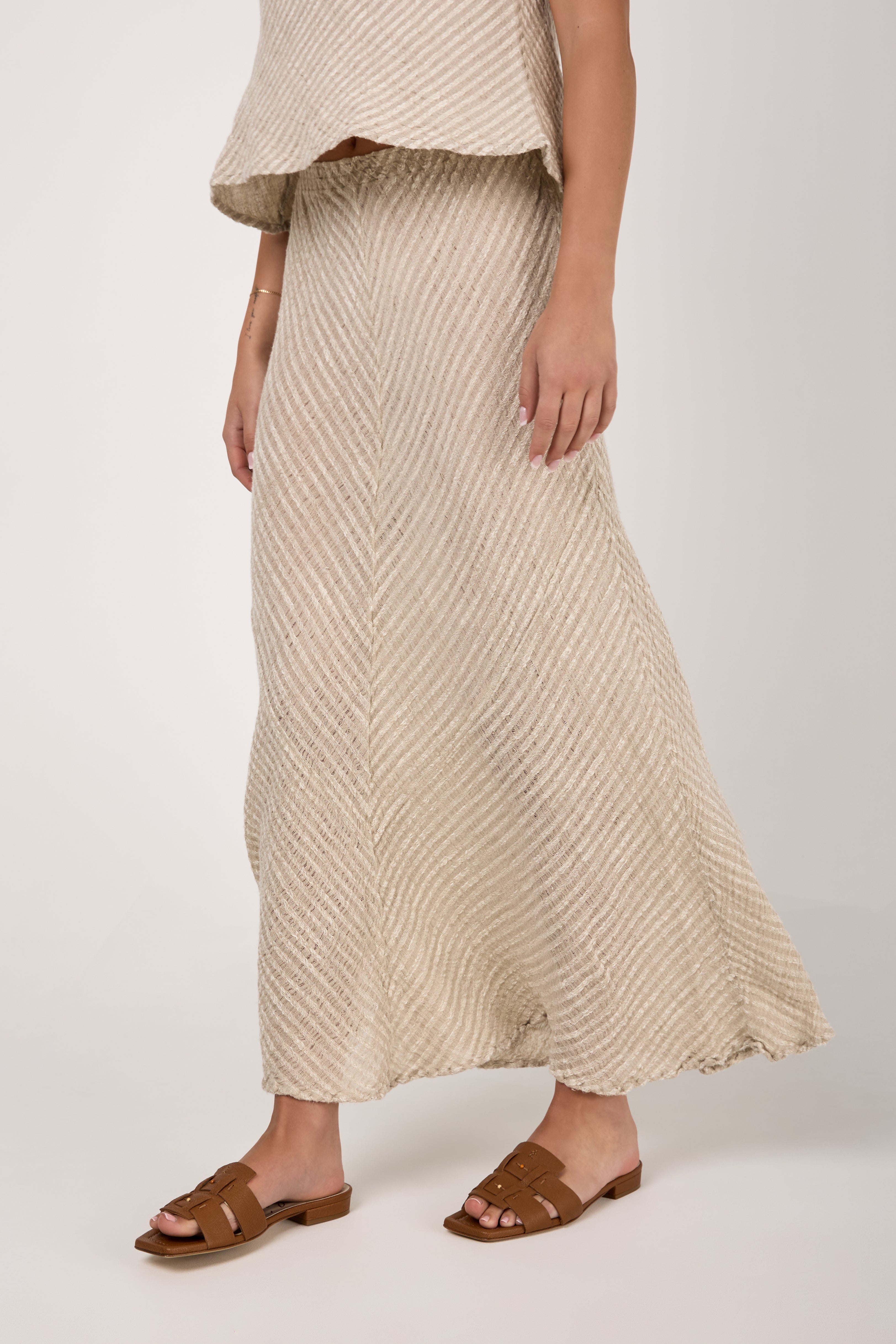 Gonna Mosè Garza Uffizi Linen Skirt in Naturale