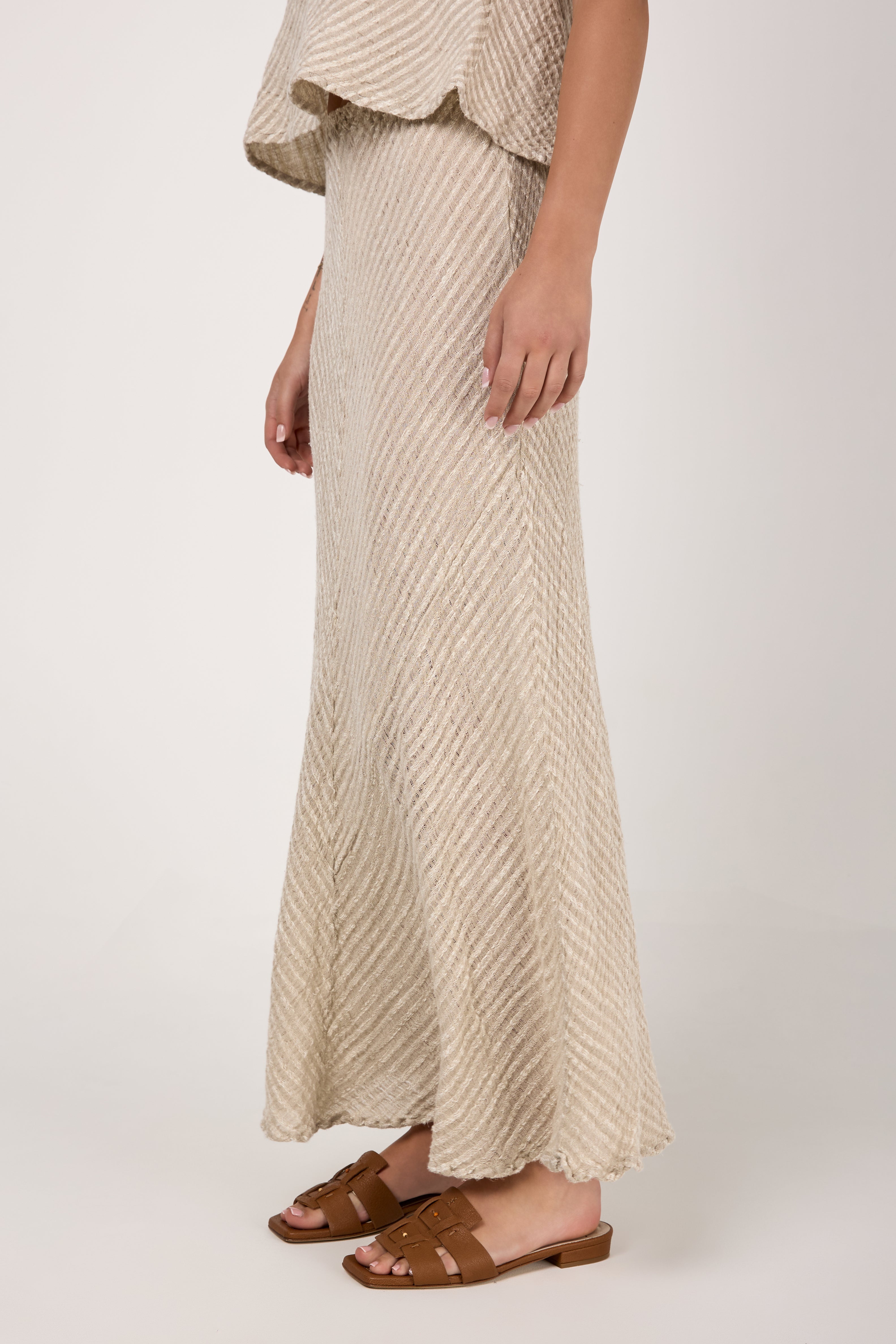 Gonna Mosè Garza Uffizi Linen Skirt in Naturale