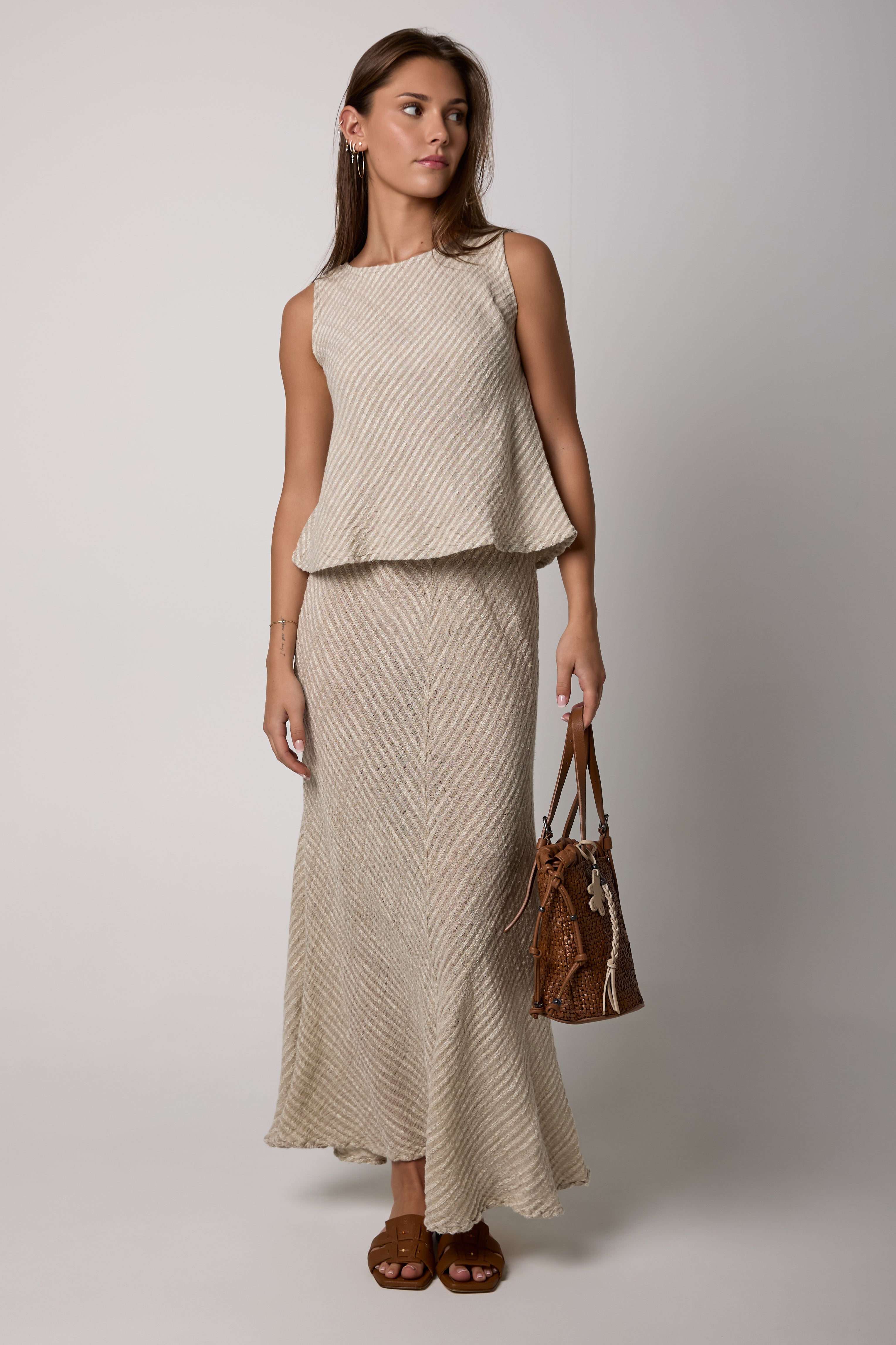 Gonna Mosè Garza Uffizi Linen Skirt in Naturale