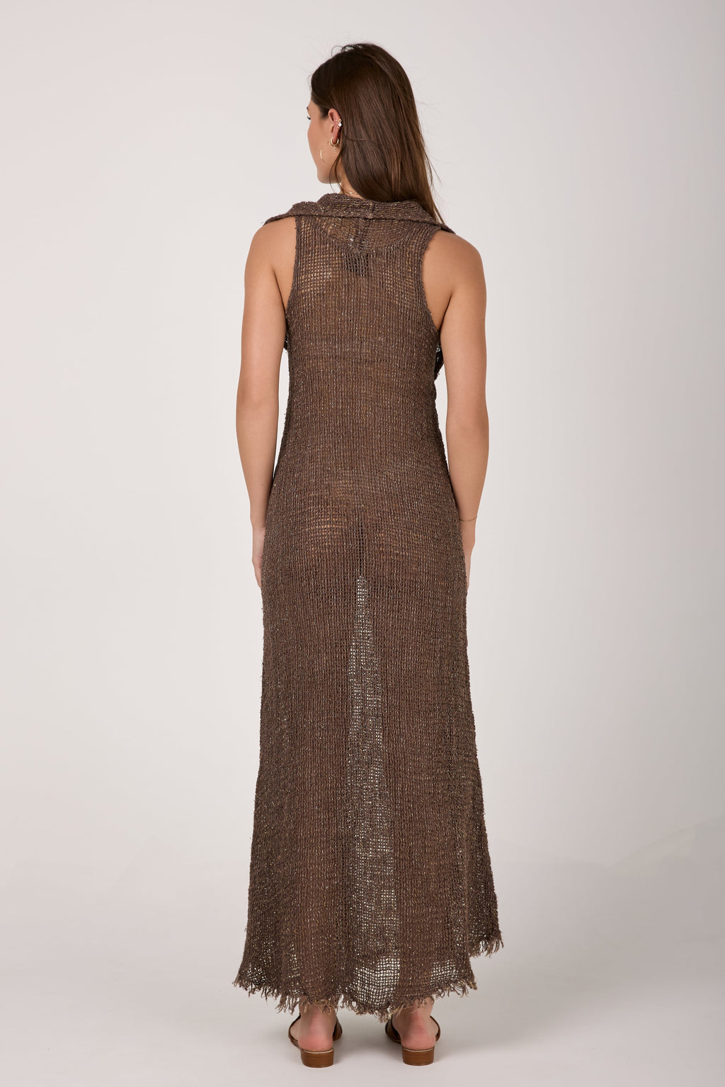 Vestito Iris Campagna Louvre Linen Dress in Carrubo