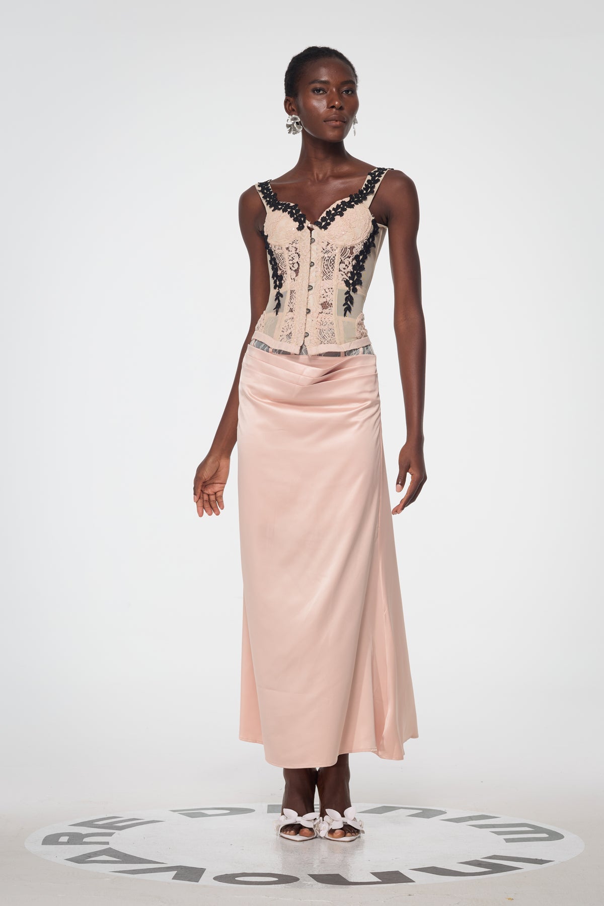 Bahadır Lace Corset Satin Skirt Set