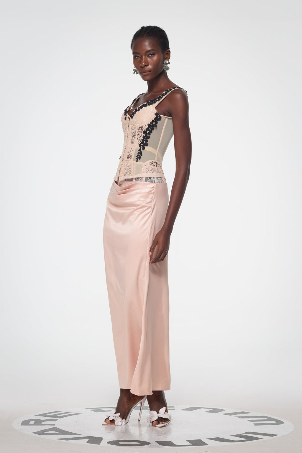 Bahadır Lace Corset Satin Skirt Set