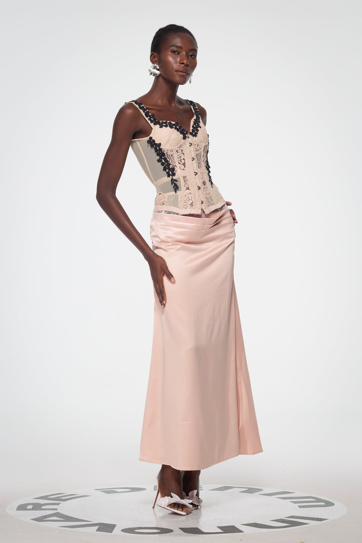 Bahadır Lace Corset Satin Skirt Set