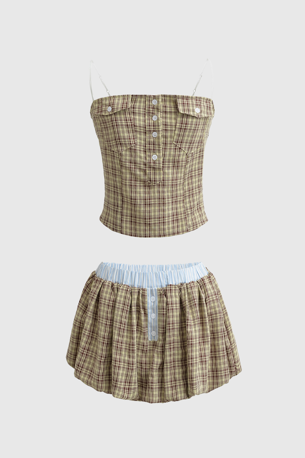 Basu Stripe Spaghetti Skirt Set