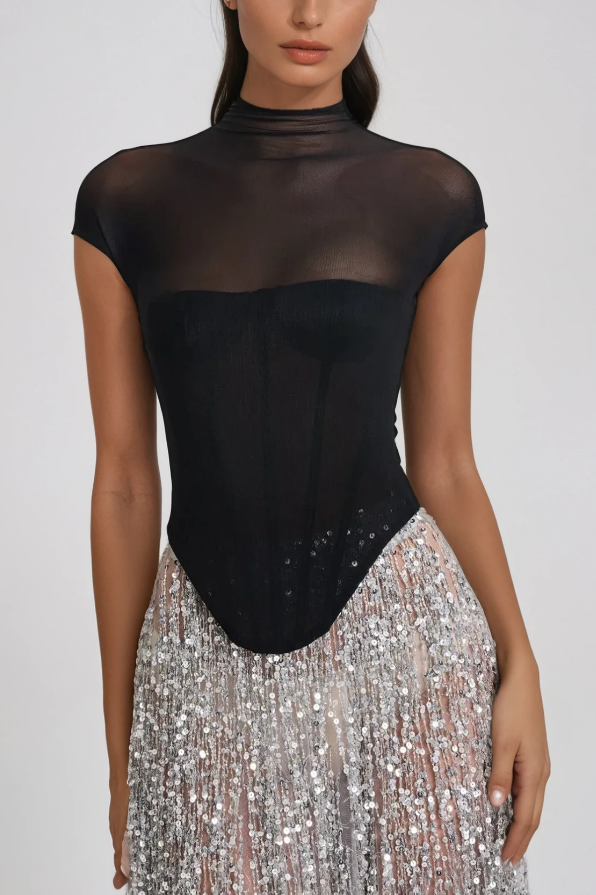 Beckett Fringe Sequin Mesh Skirt Set