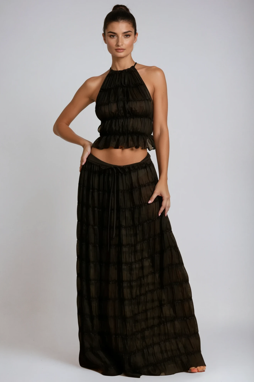 Bernt Ruch Backless Skirt Set In Black