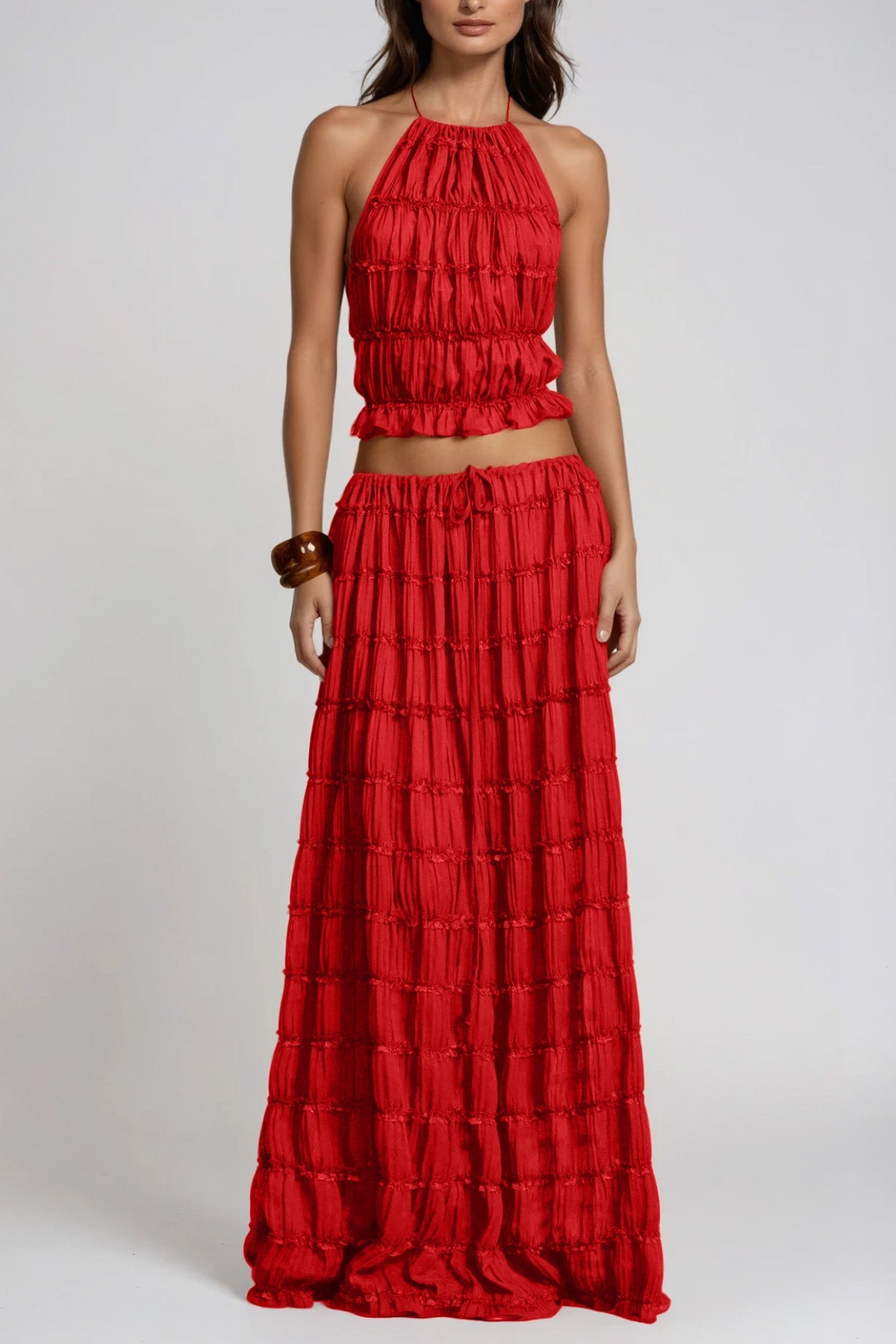 Bernt Ruch Backless Skirt Set In Red