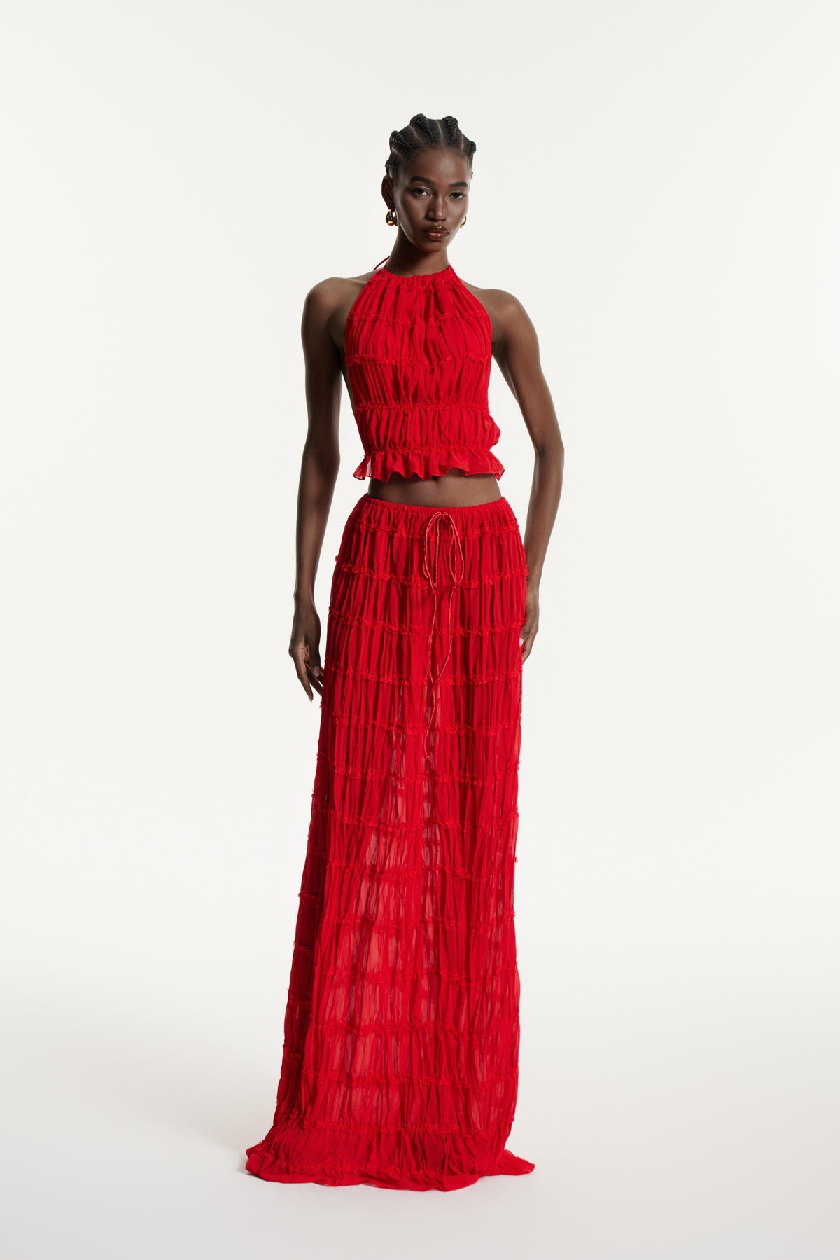 Bernt Ruch Backless Skirt Set In Red