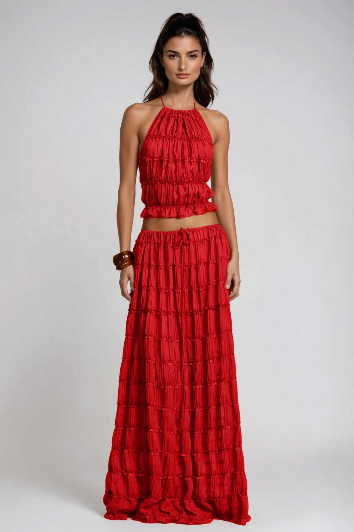 Bernt Ruch Backless Skirt Set In Red