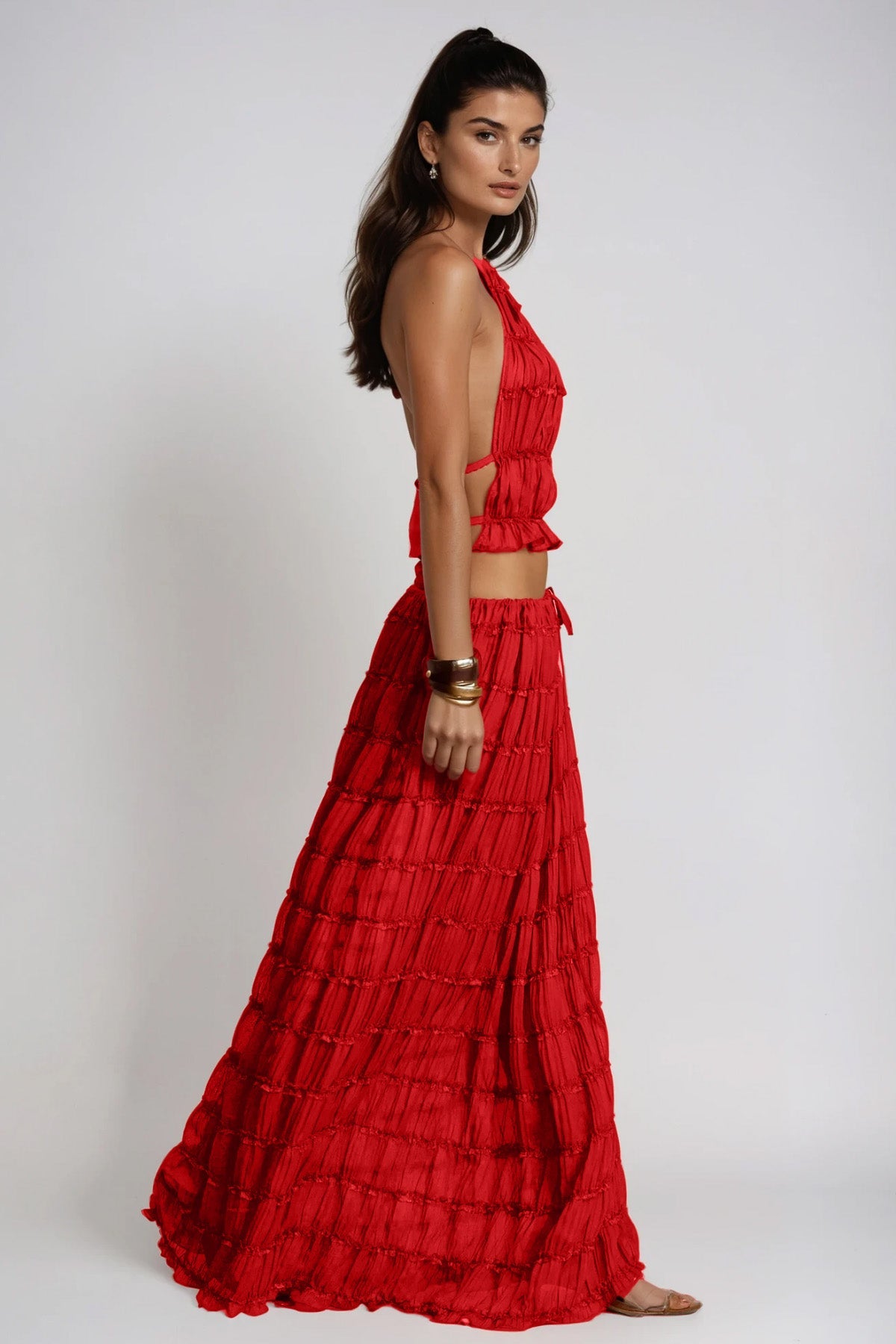 Bernt Ruch Backless Skirt Set In Red