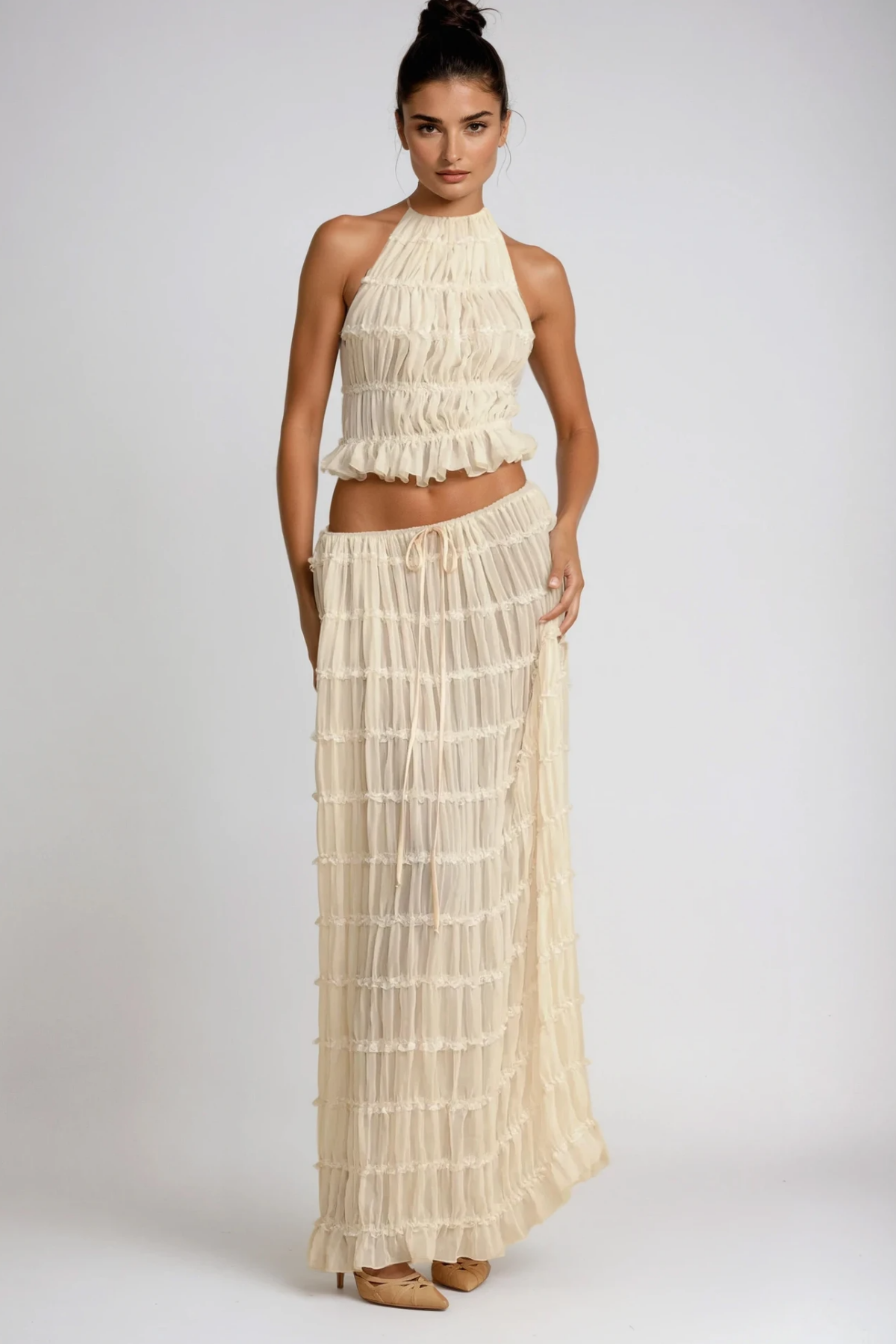 Bernt Ruch Backless Skirt Set In White