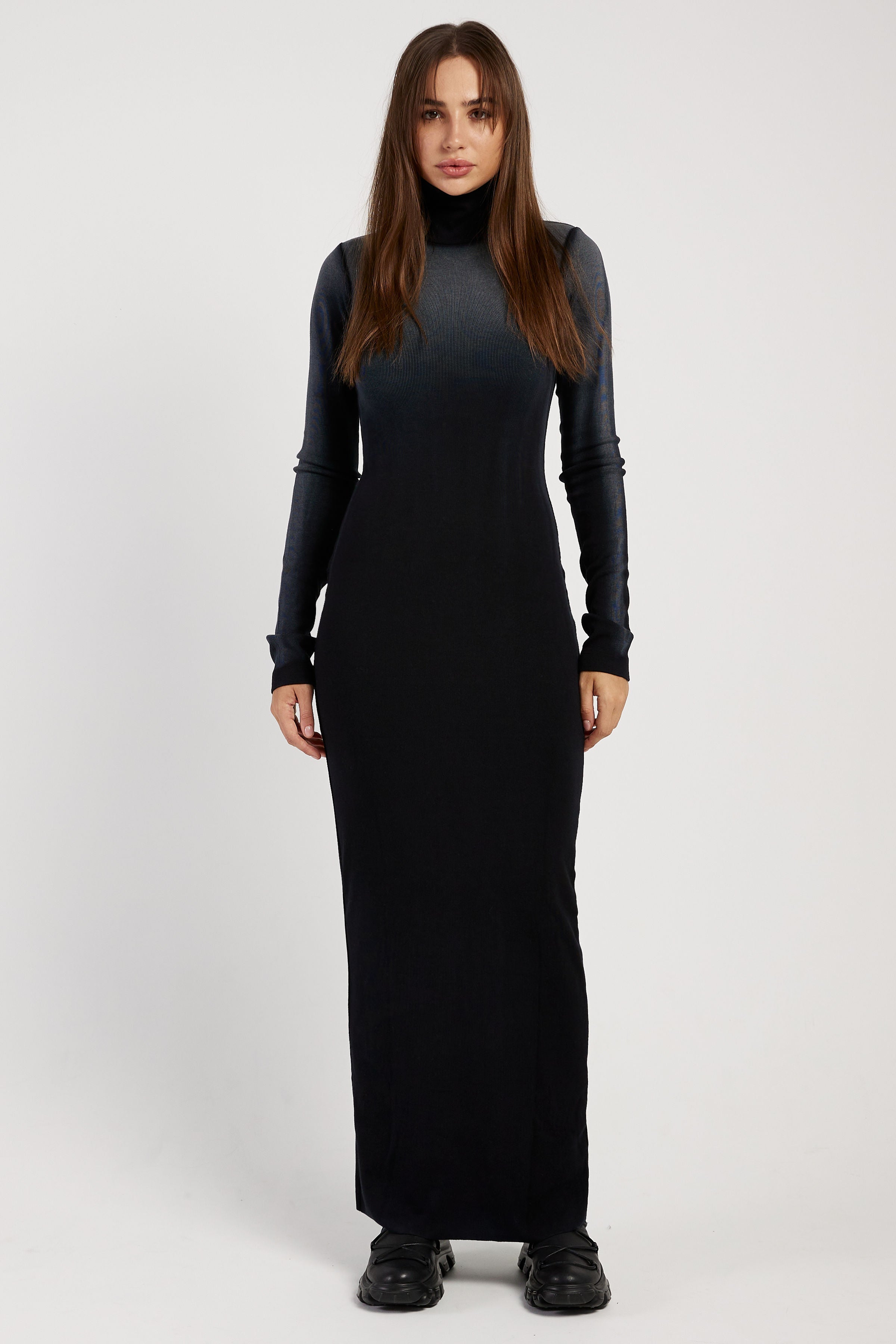 Verona Turtleneck Maxi Dress in Black Cast