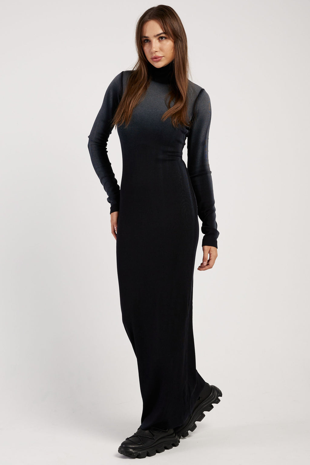Verona Turtleneck Maxi Dress in Black Cast