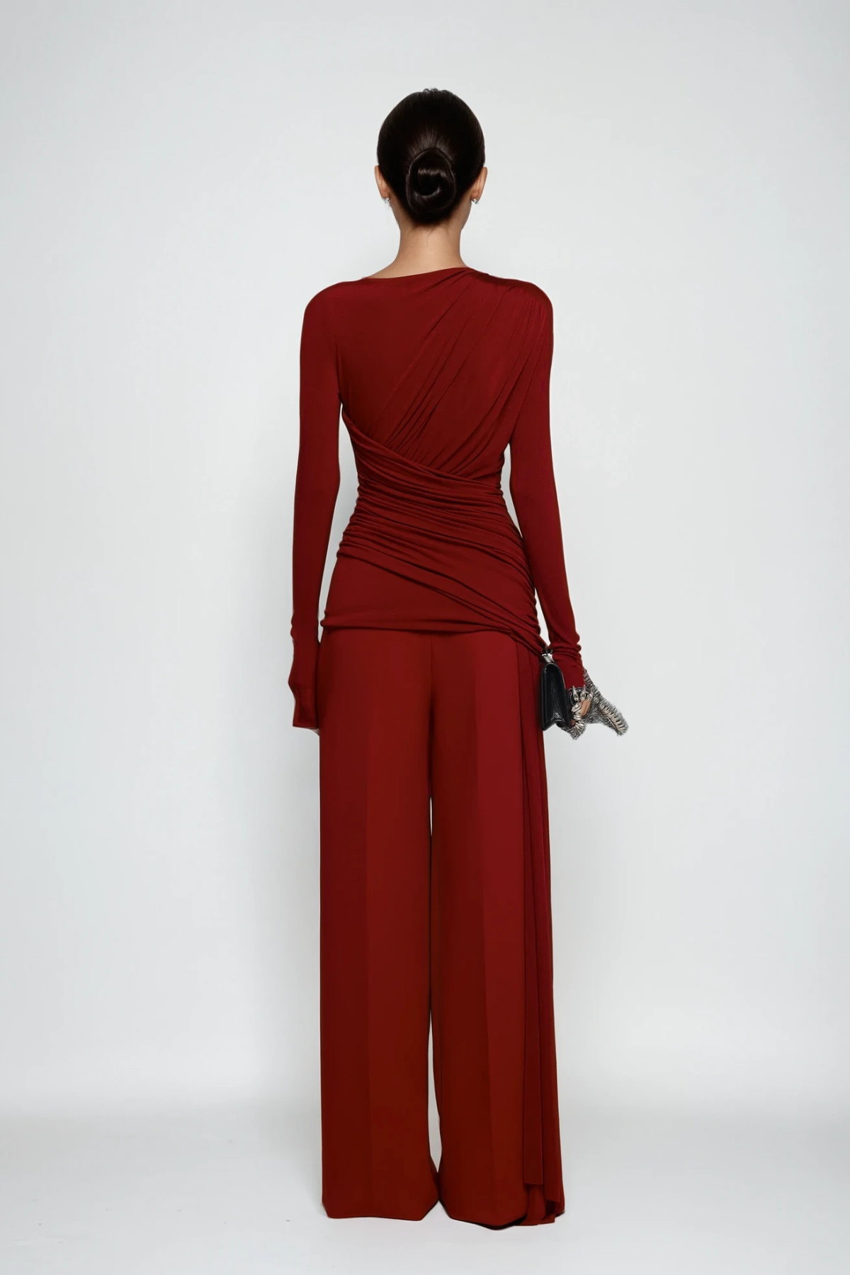 Cabdirashiid Ruch Asymmetric Fringe Pants Set In Red