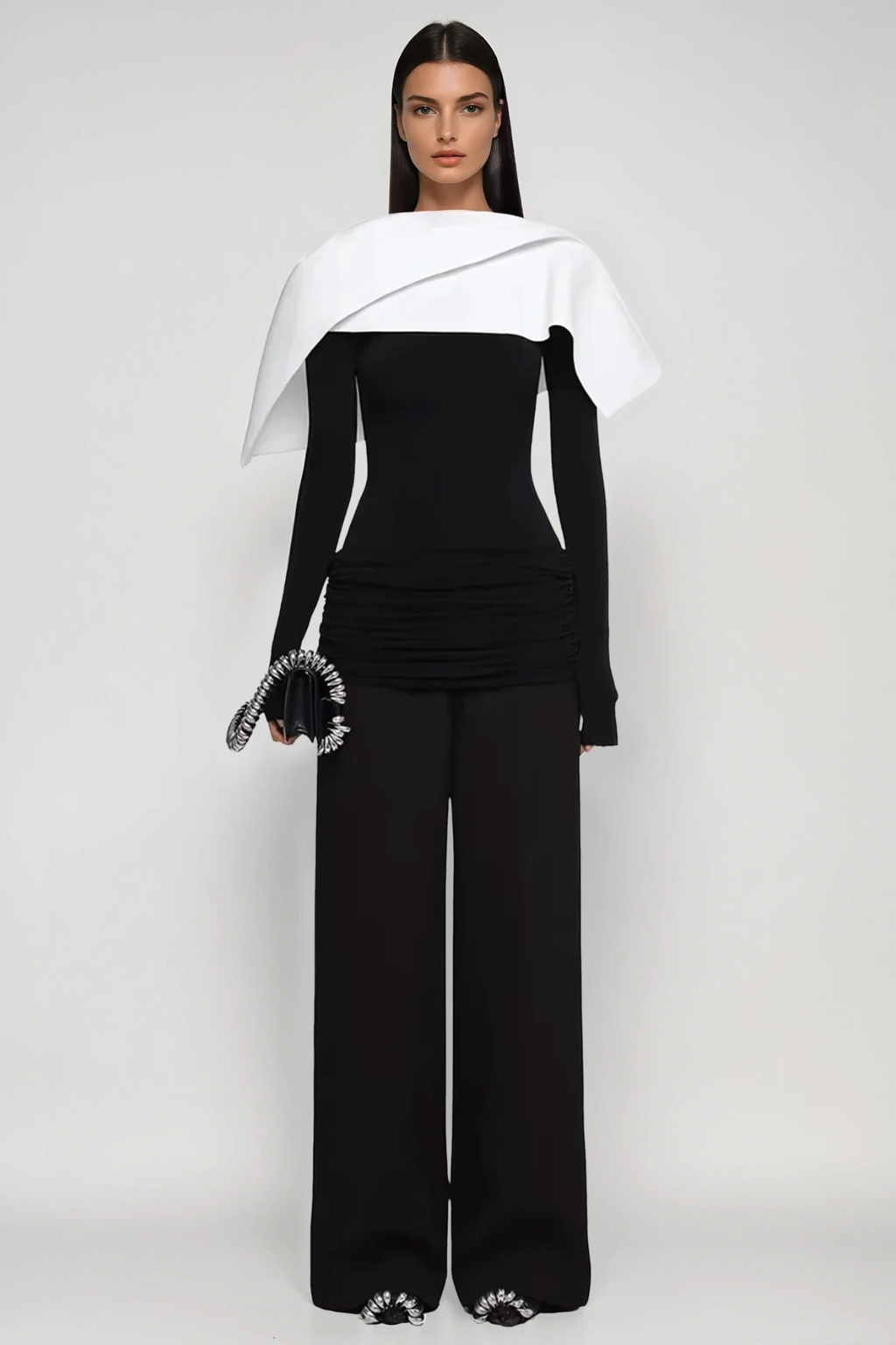 Cabdulqaadir Shawl Ruch Pants Set