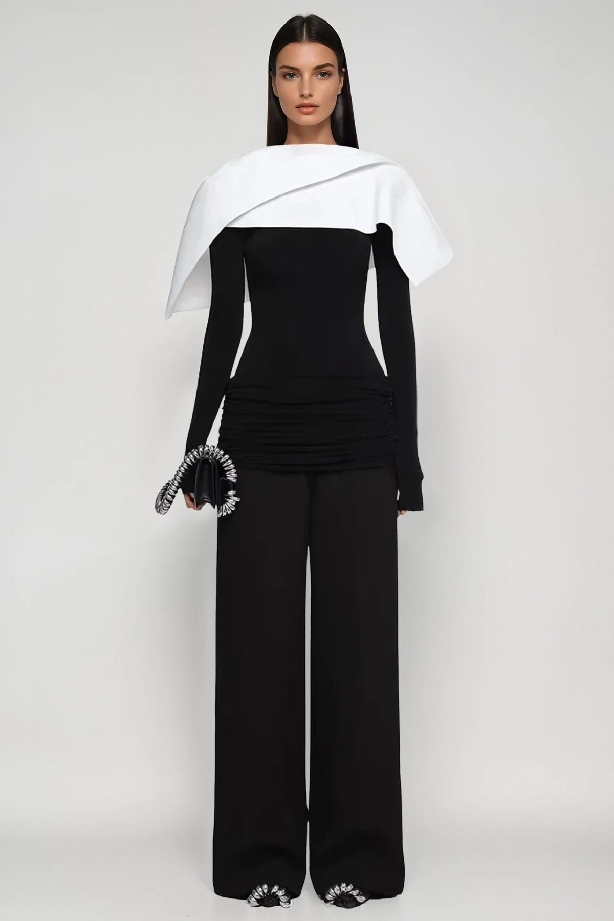 Cabdulqaadir Shawl Ruch Pants Set