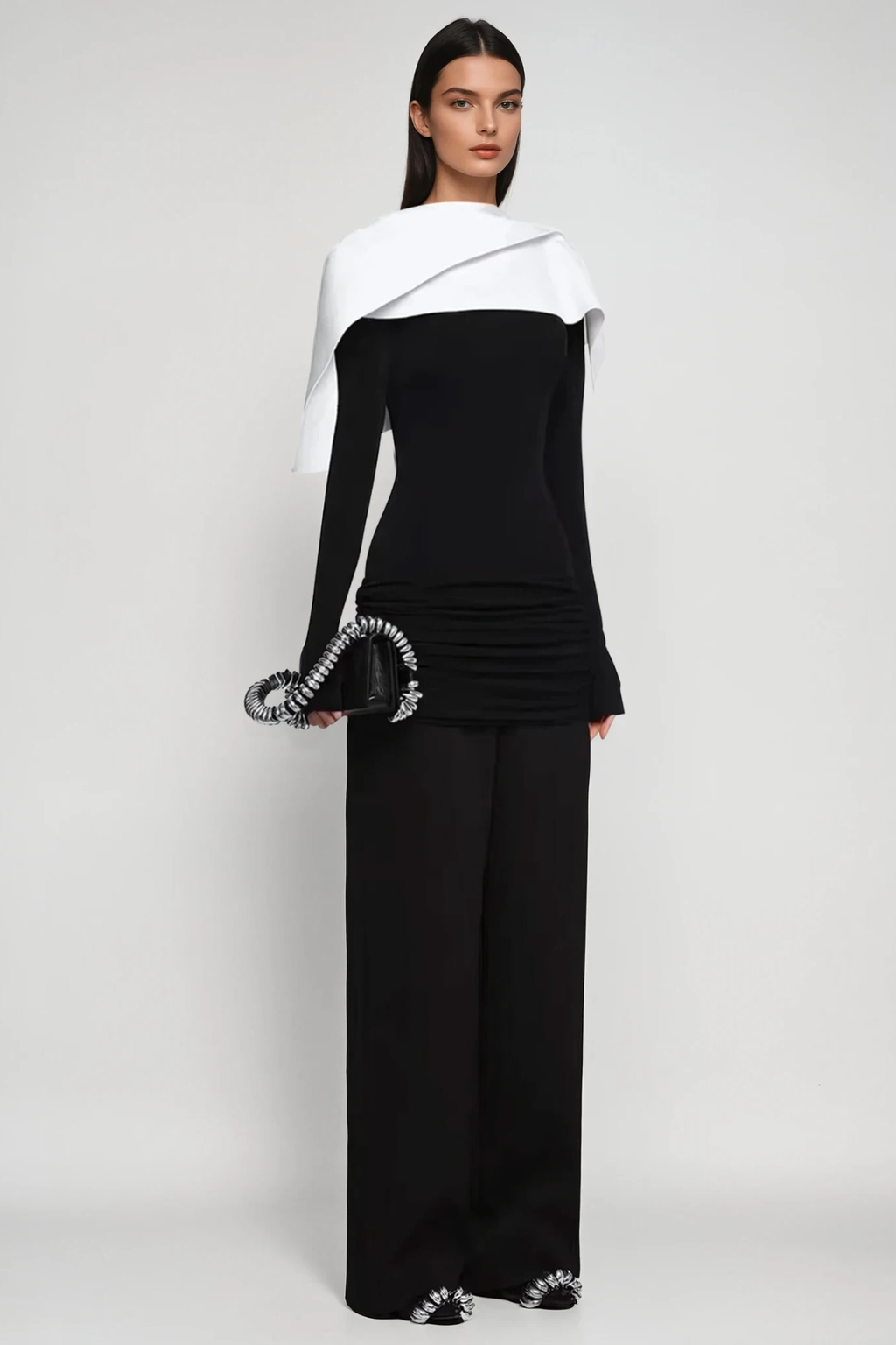 Cabdulqaadir Shawl Ruch Pants Set