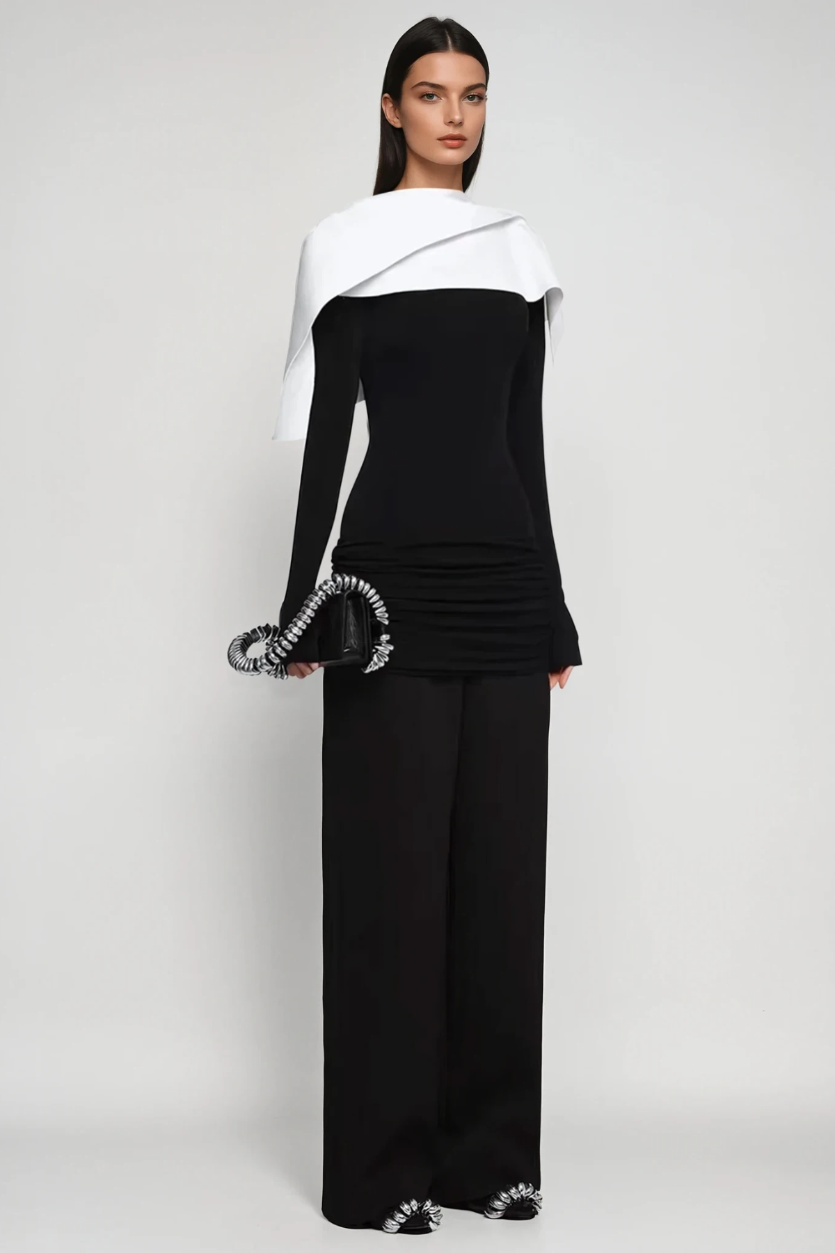 Cabdulqaadir Shawl Ruch Pants Set