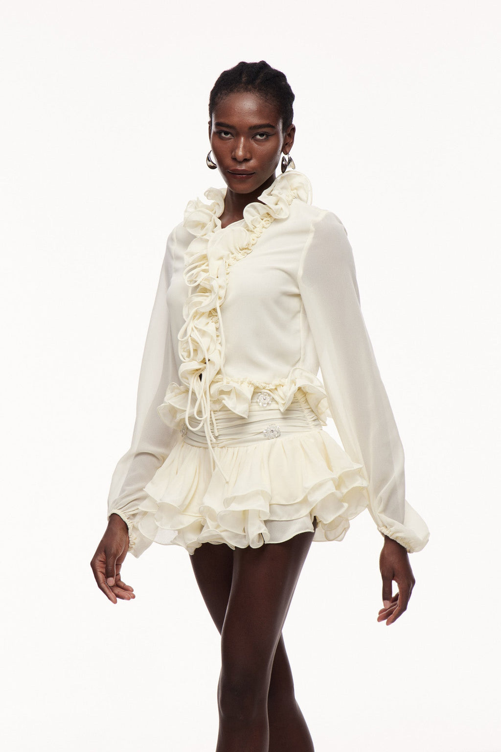 Cayden Ruffle Ruch Skirt Set