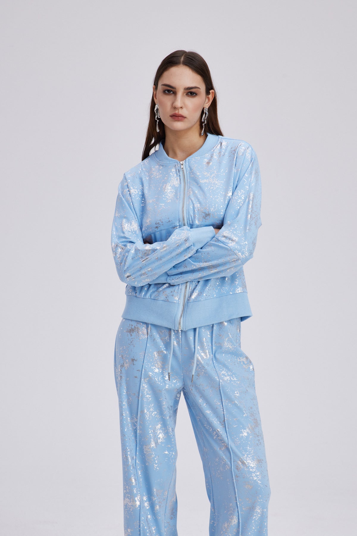 Chavaqquq Metallic Print Pants Set