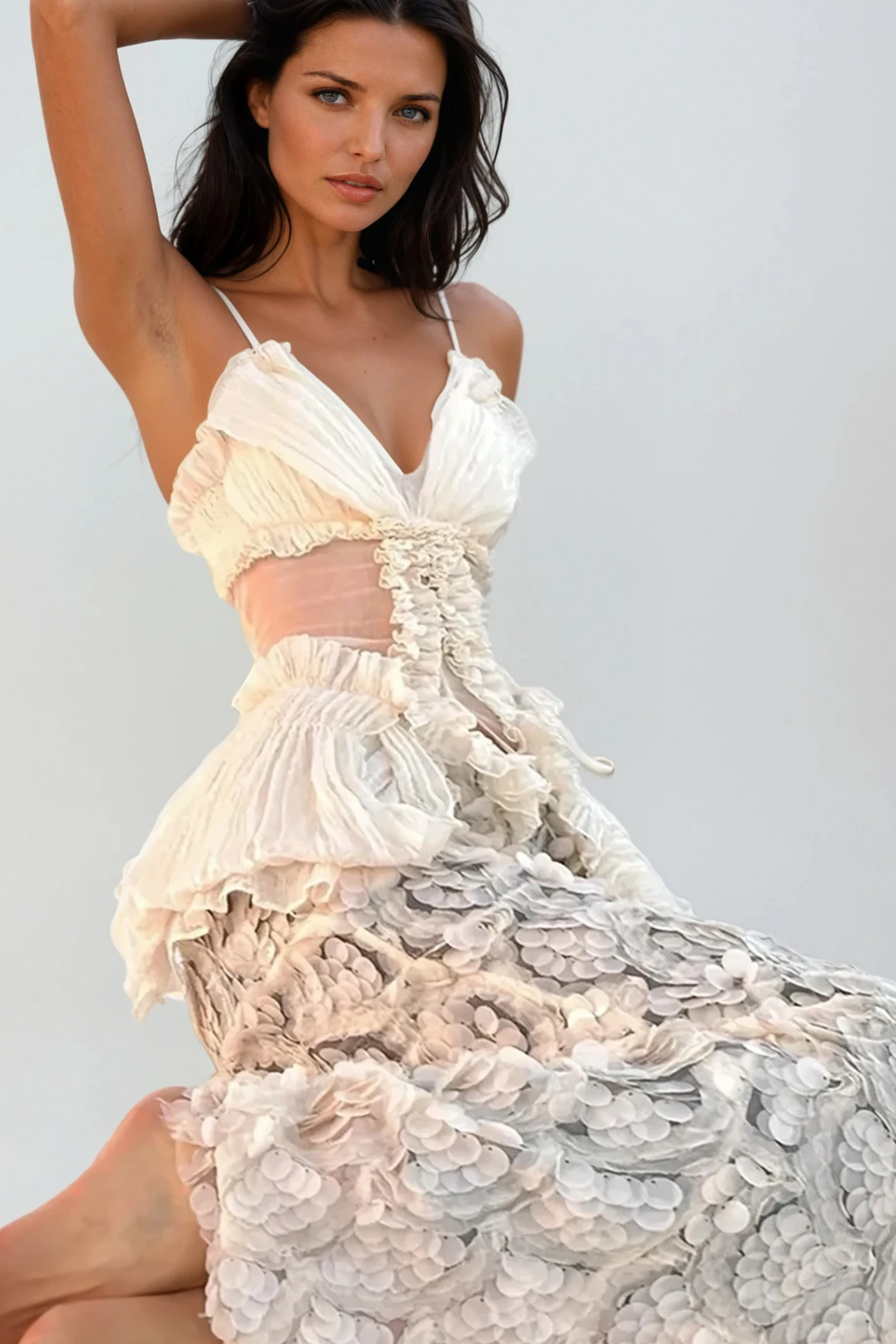 Chrysa Ruch Ruffle Spaghetti Skirt Set