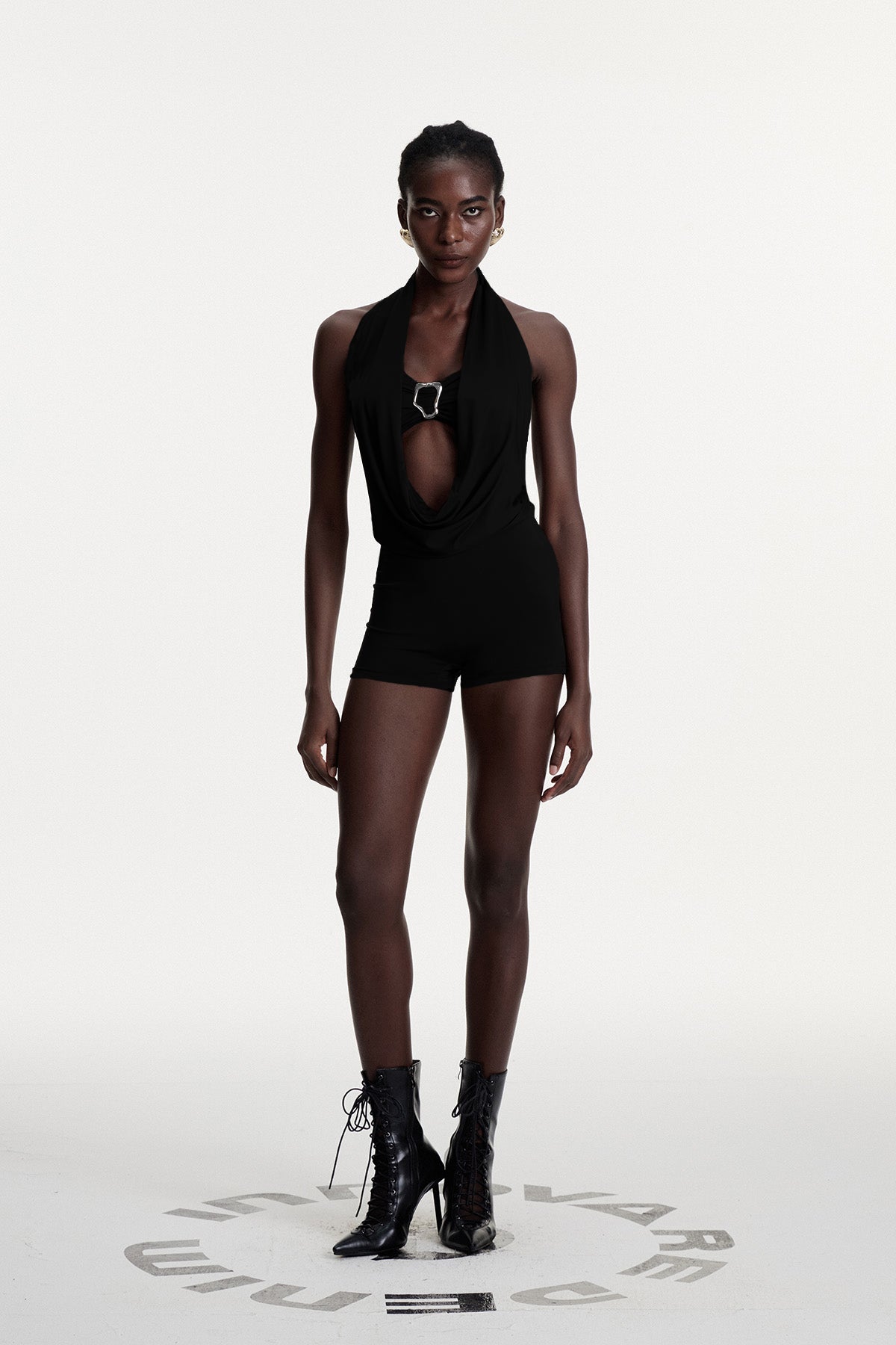 Comhghall Cowl Neck Pants Set In Black