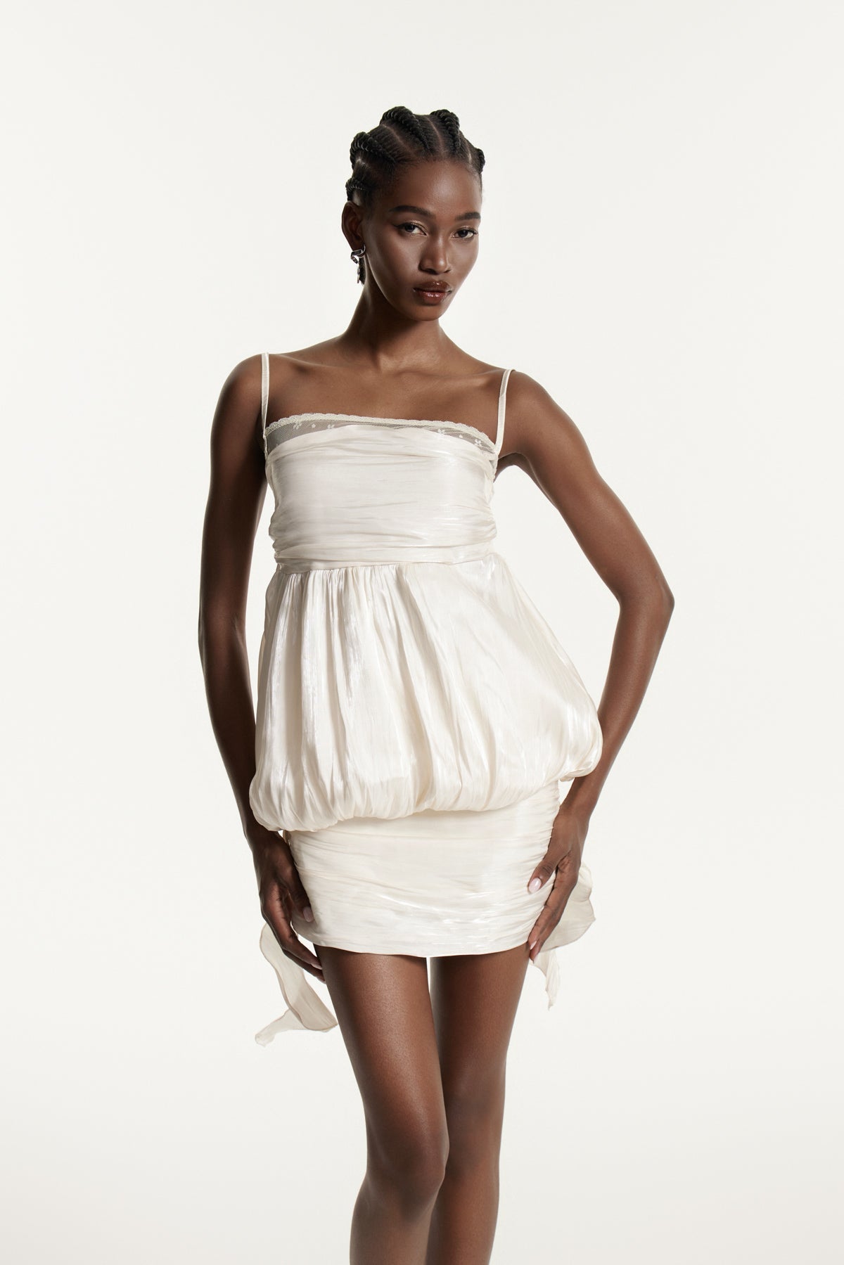 Damla Fringe Ruch Skirt Set