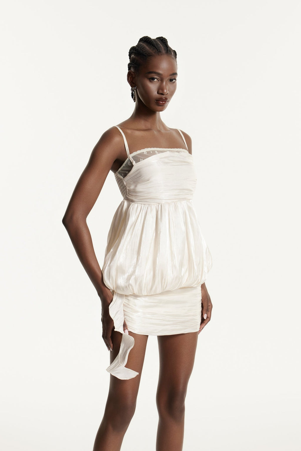 Damla Fringe Ruch Skirt Set