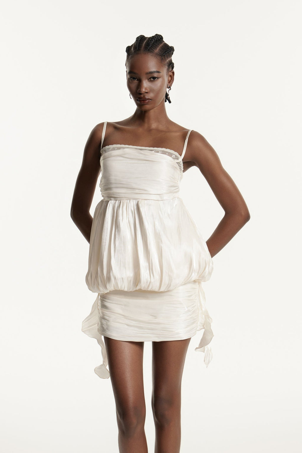 Damla Fringe Ruch Skirt Set