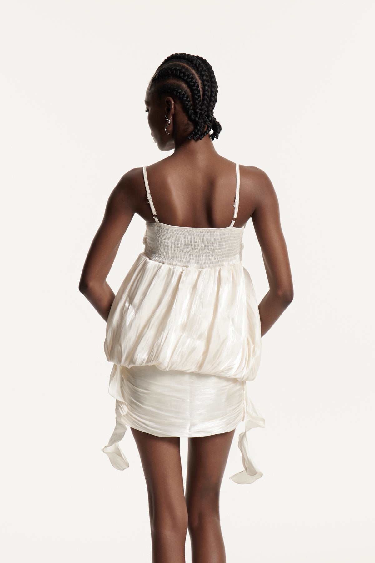 Damla Fringe Ruch Skirt Set