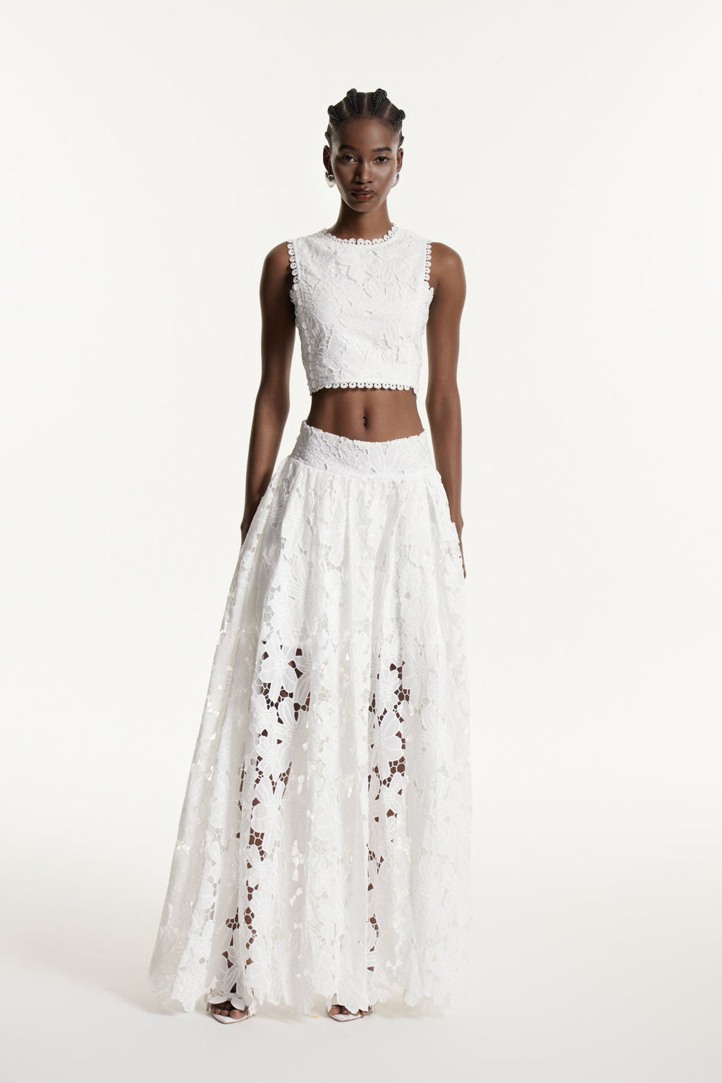 Darija Sleeveless Flower Cutout Skirt Set