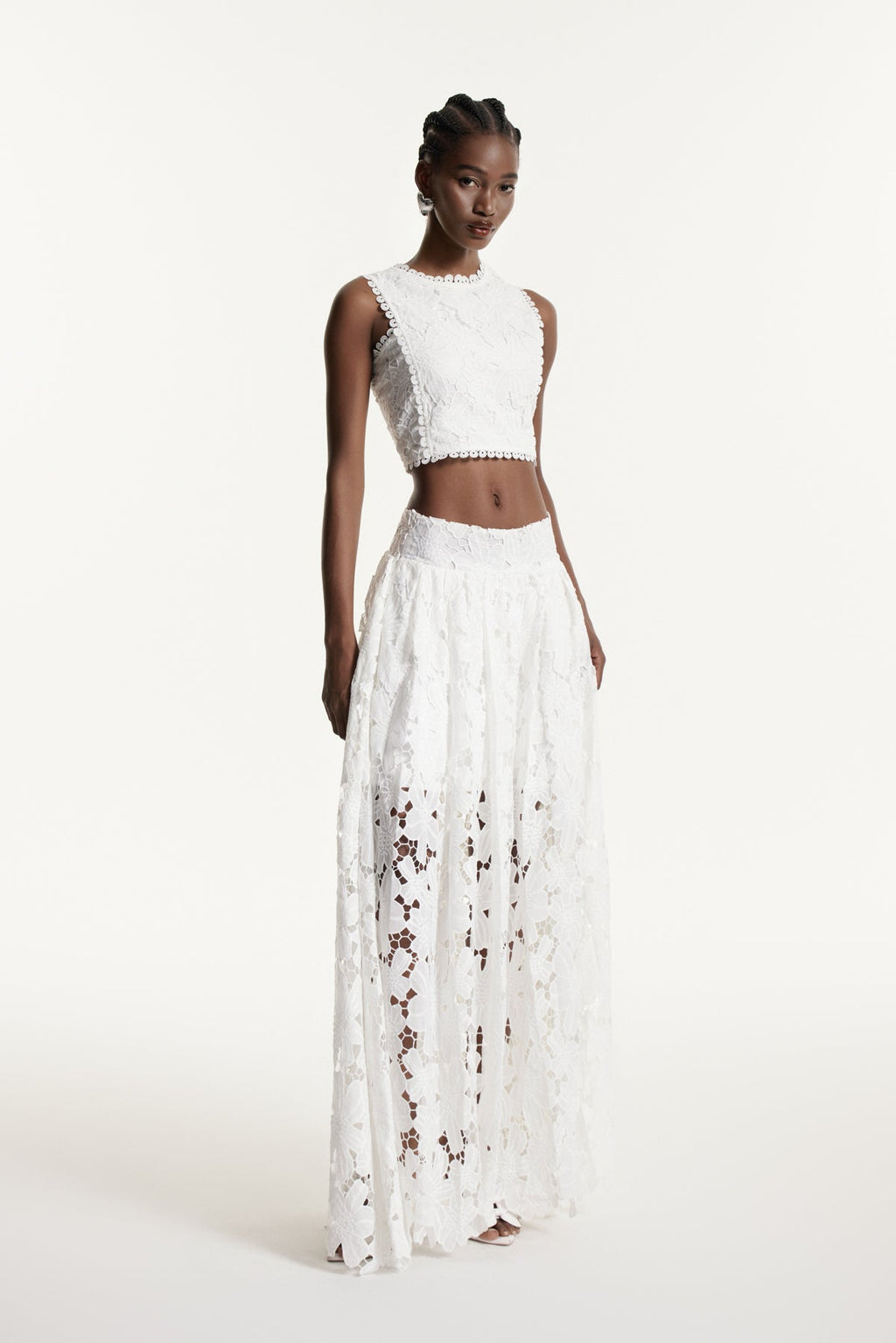 Darija Sleeveless Flower Cutout Skirt Set