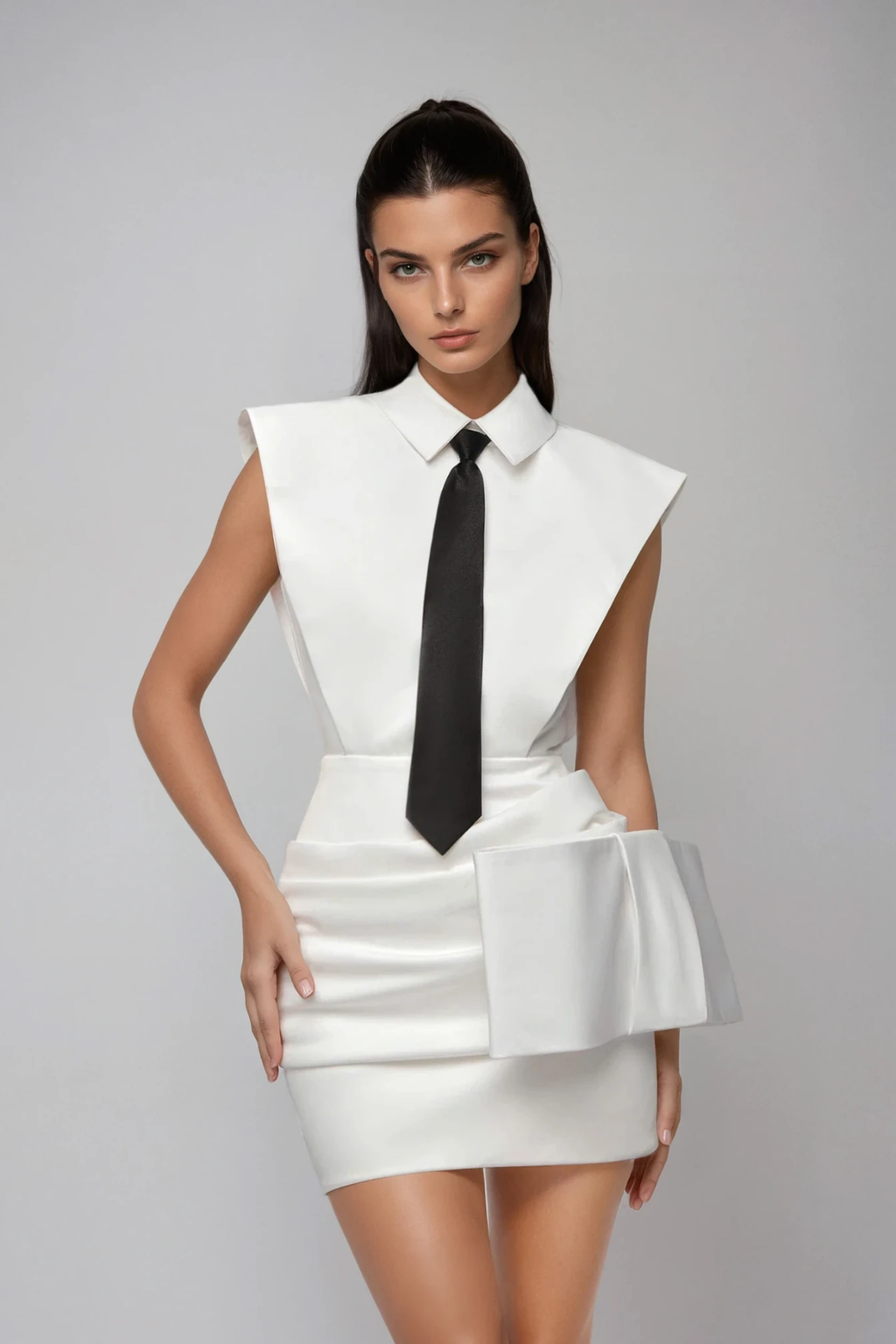 Dariy Sleeveless Ruch Skirt Set