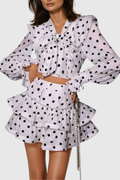 Dayana Bow Dot Ruffle Skirt Set