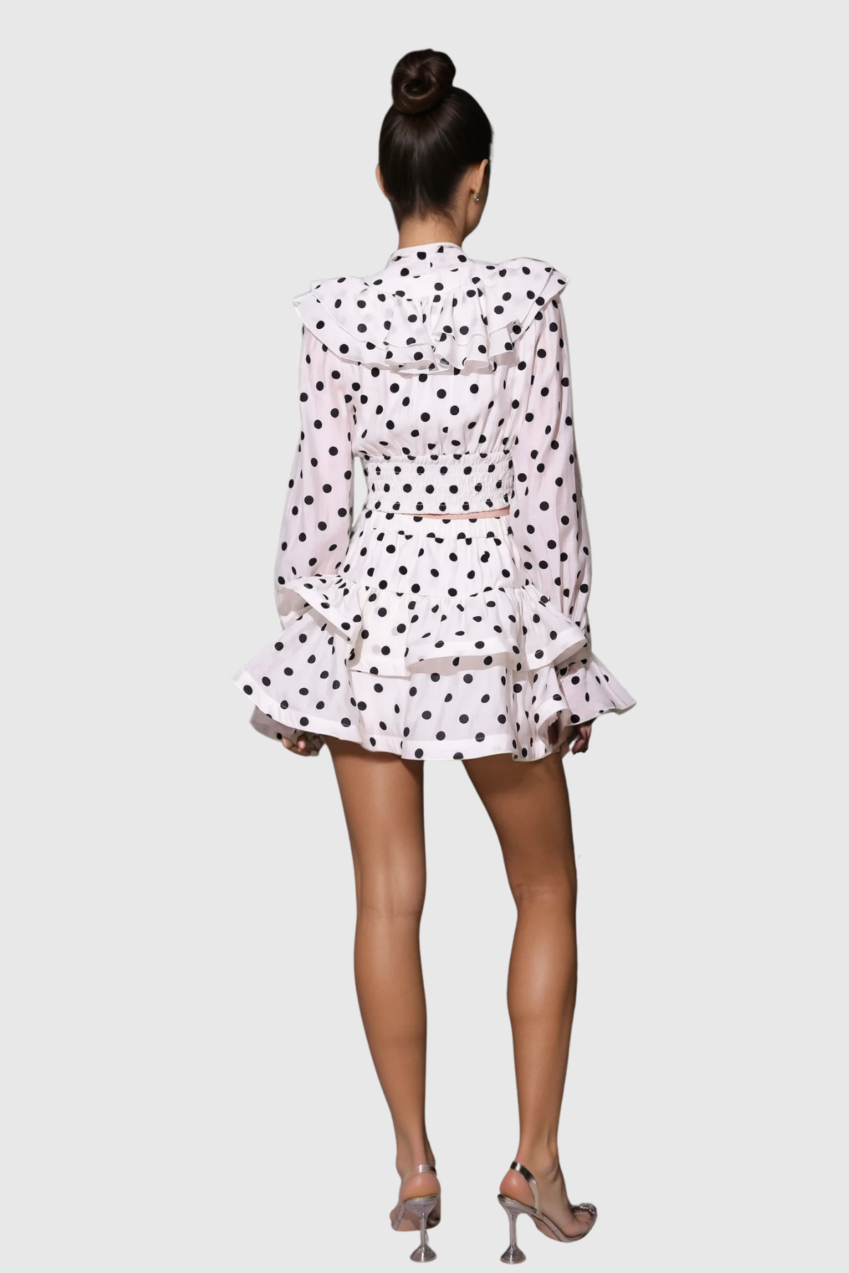 Dayana Bow Dot Ruffle Skirt Set