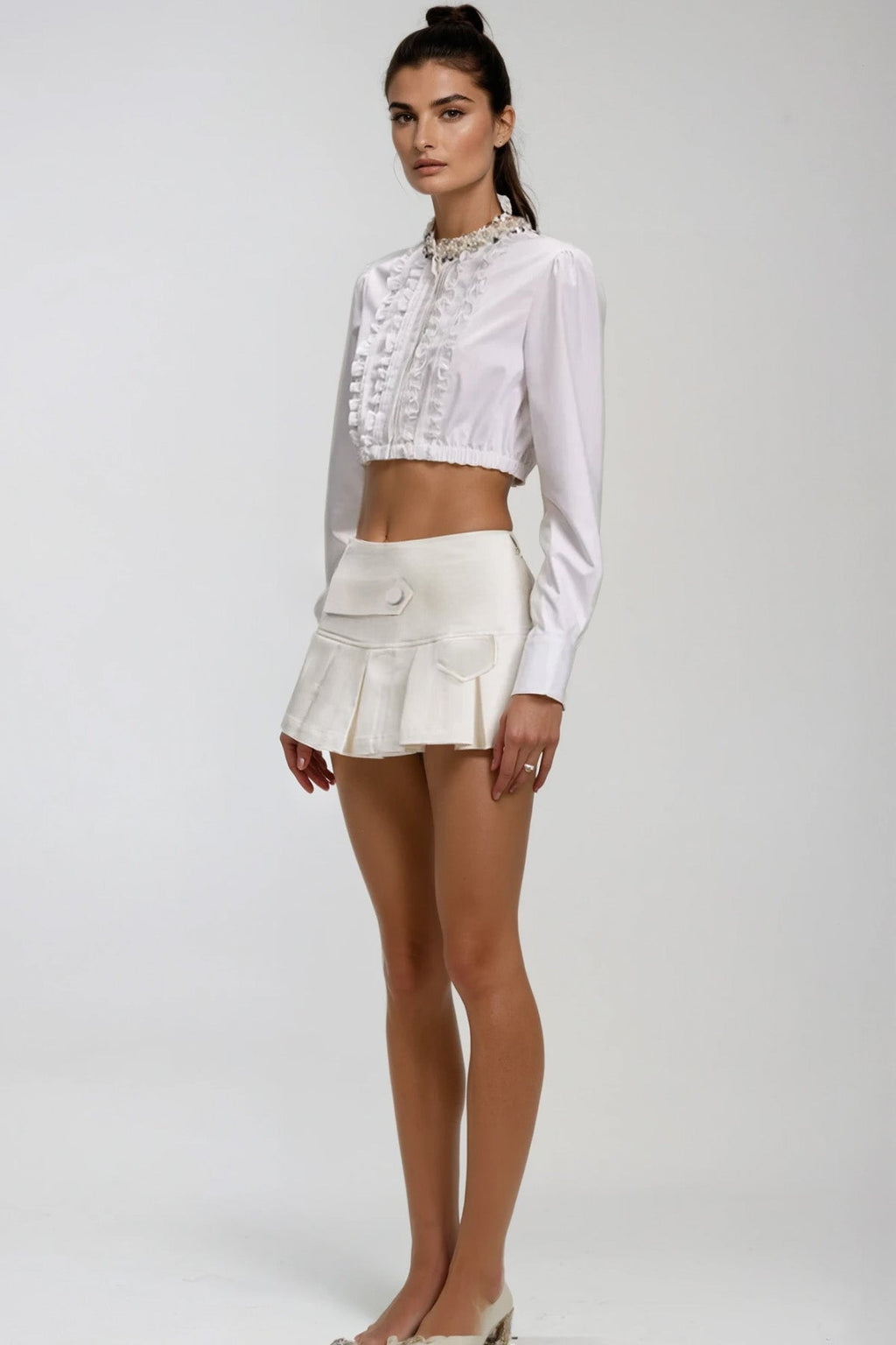 Dayaram Long Sleeve Crop Skirt Set